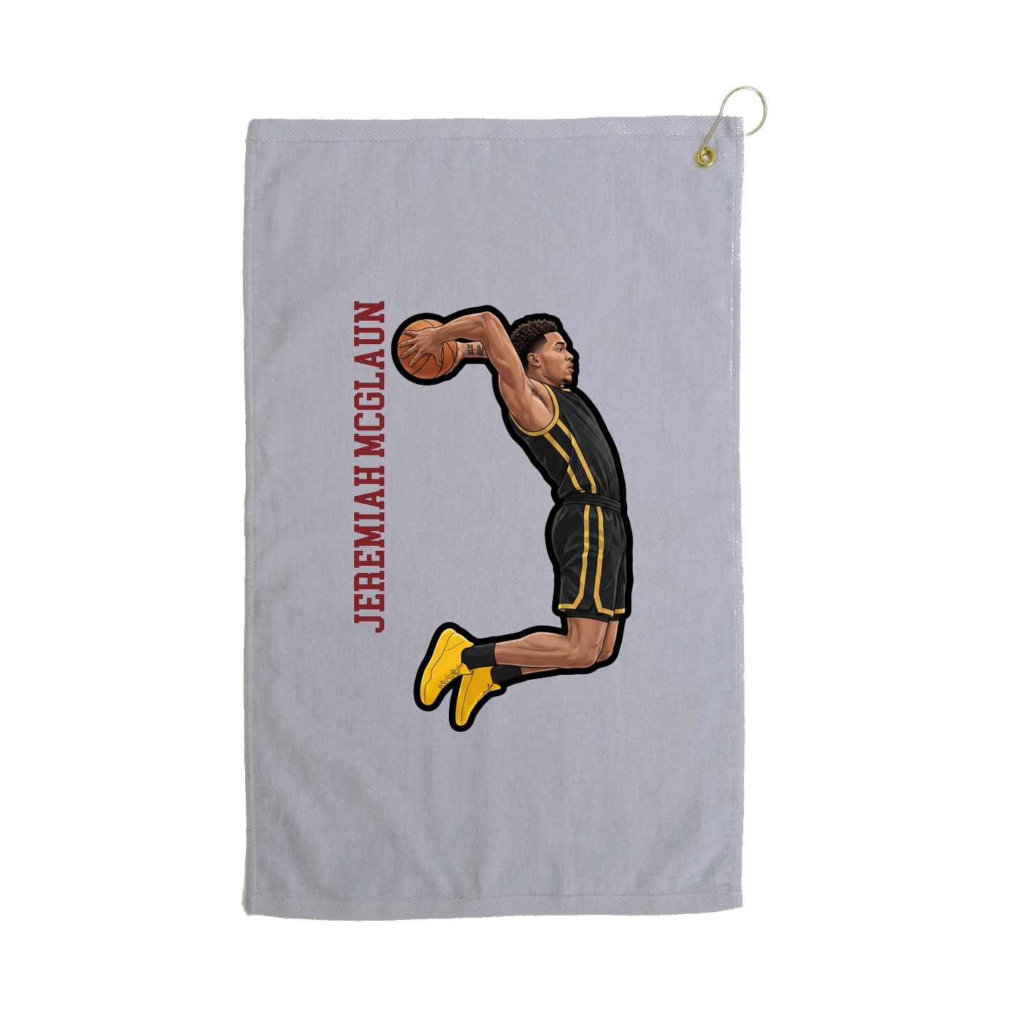 Golf Towel — Name Vertical in Grey