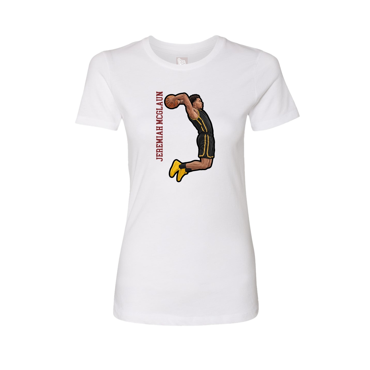 Fitted Women's Tee — Name Vertical in White