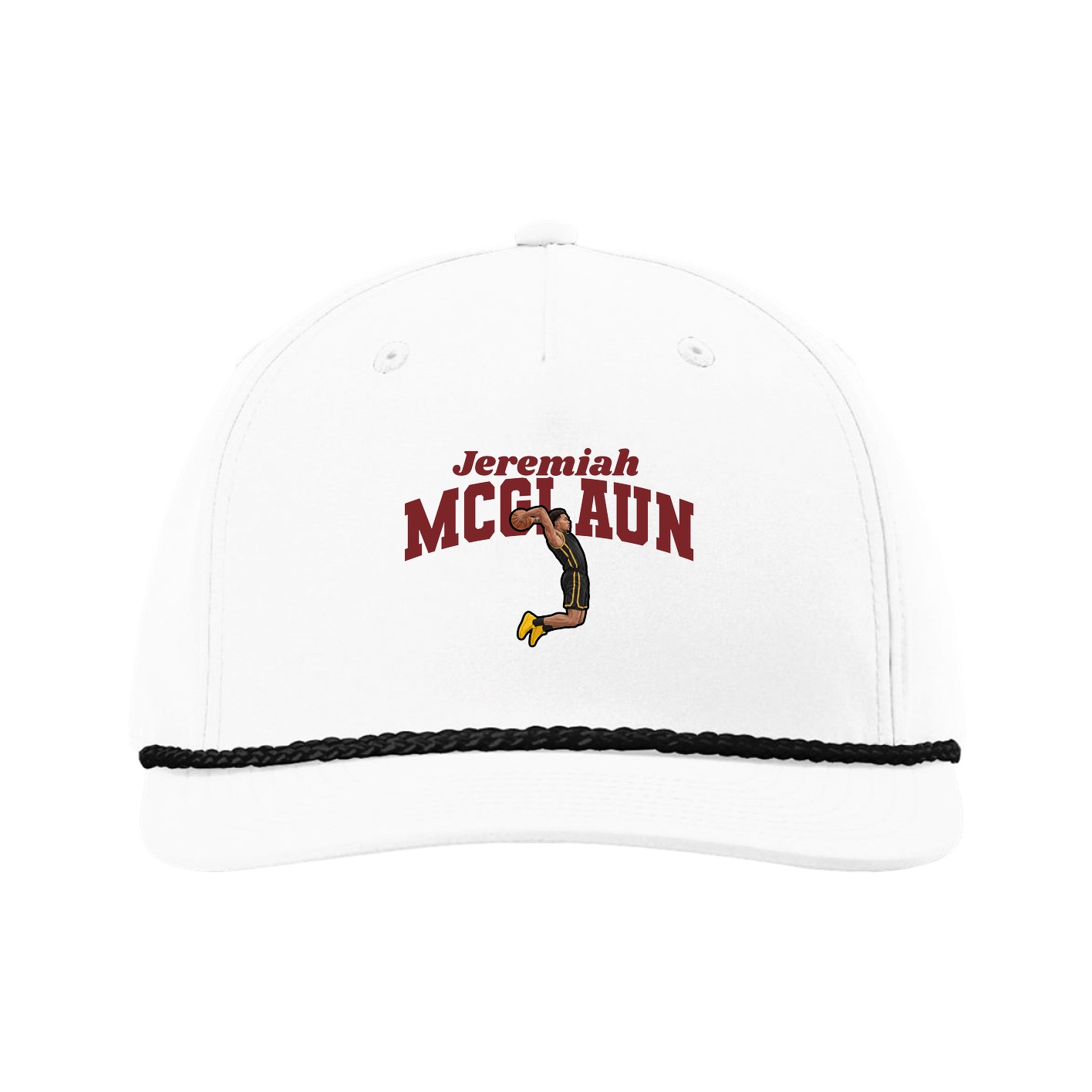Five-Panel Classic Rope Cap — Signature Arch in White