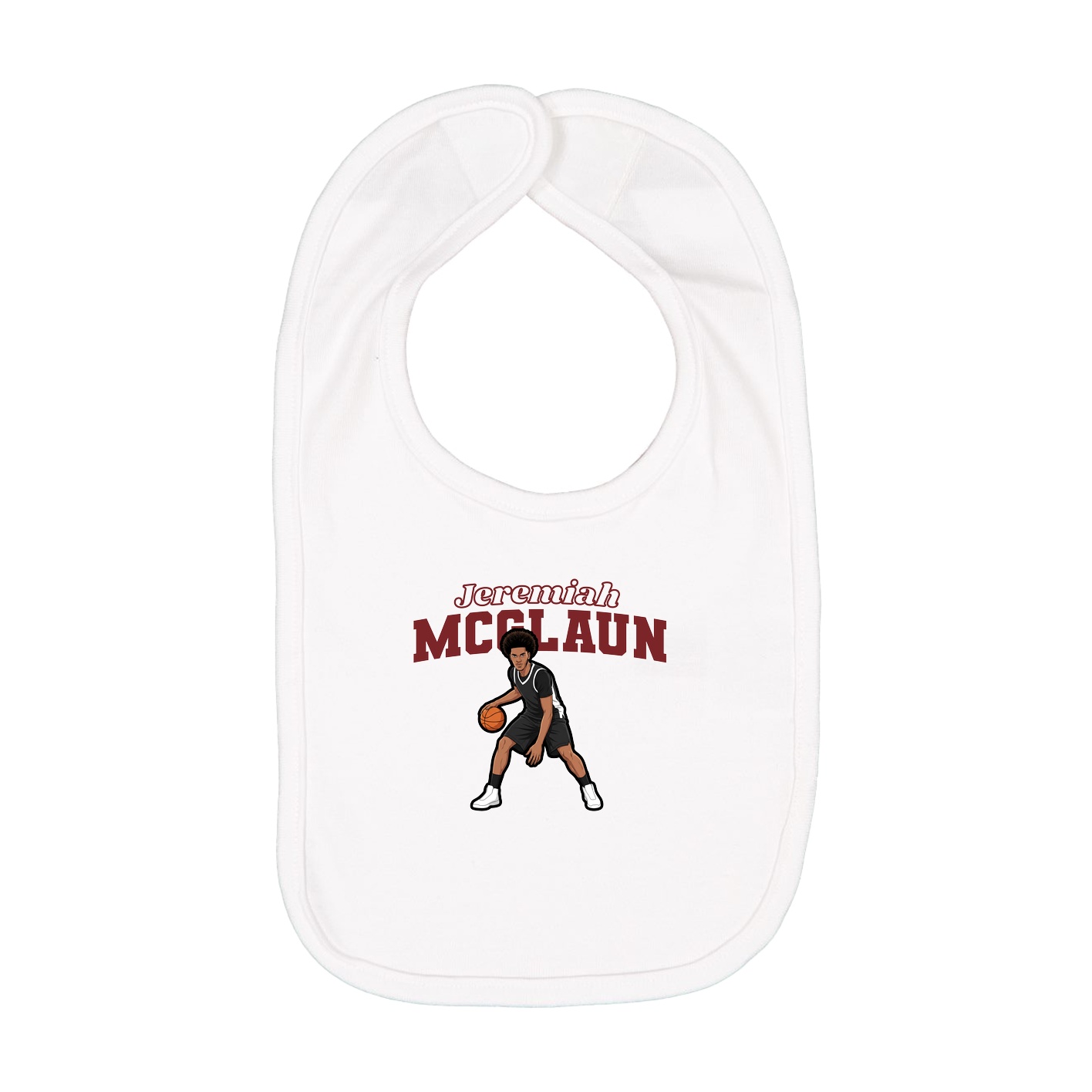 Infant Bib — Name Arch in White
