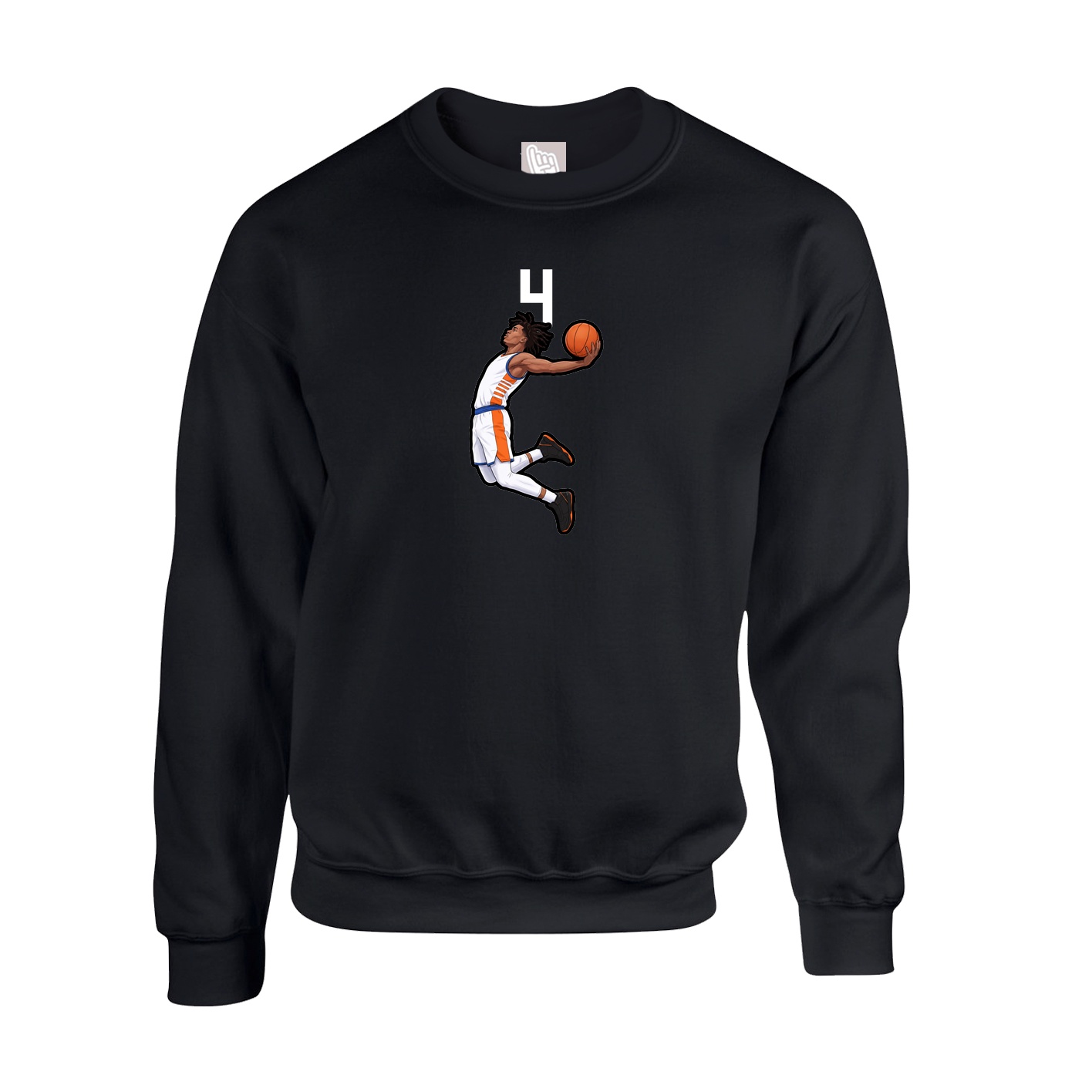 Fleece Crew — Number Top in Black