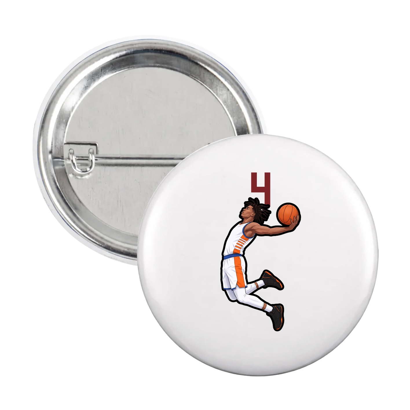 Game Day Button — Number Top in White