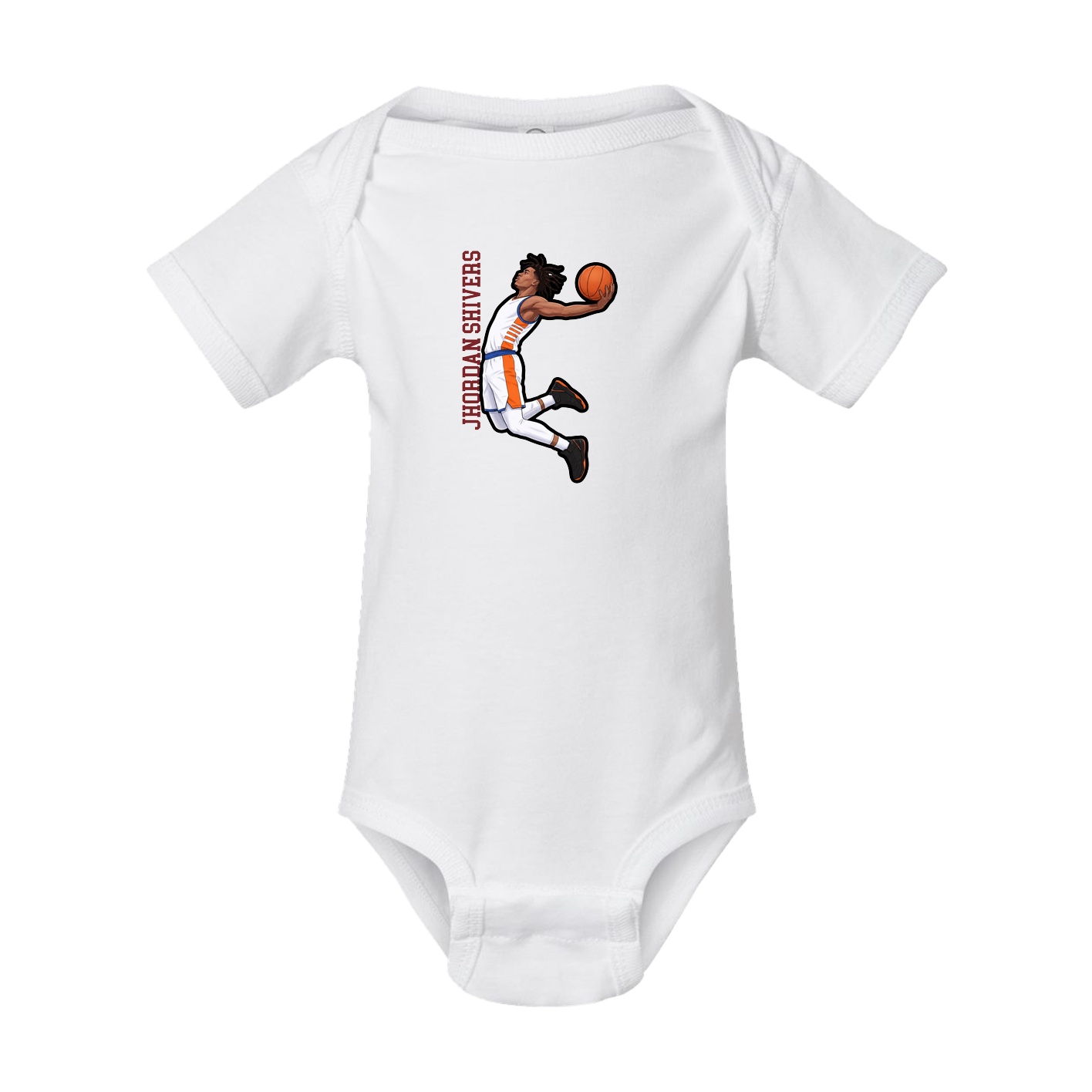 Baby Onesie — Name Vertical in White
