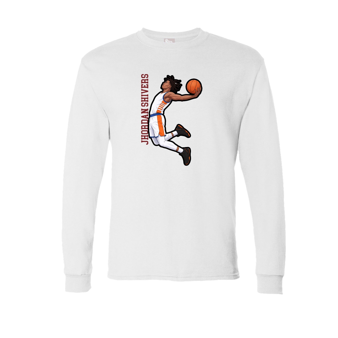 Long Sleeve Tee — Name Vertical in White