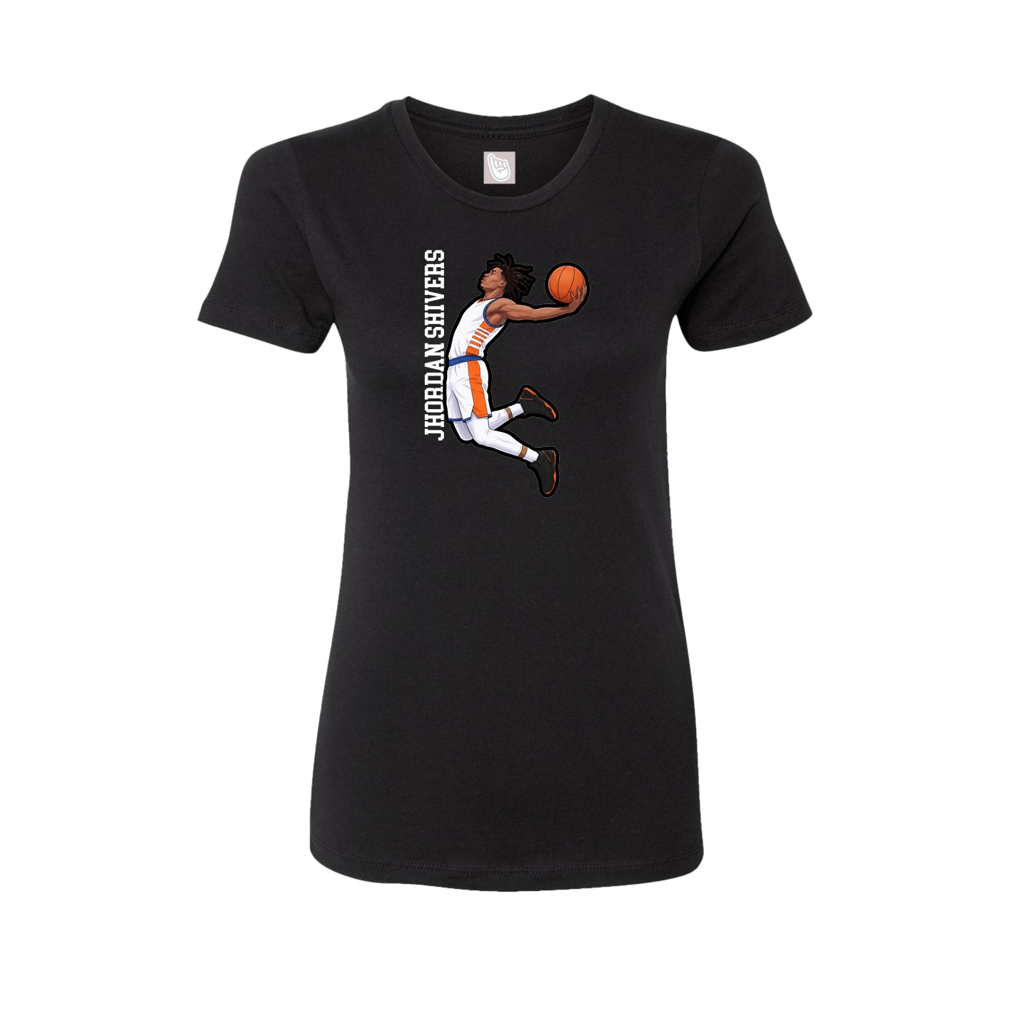 Fitted Women's Tee — Name Vertical in Black