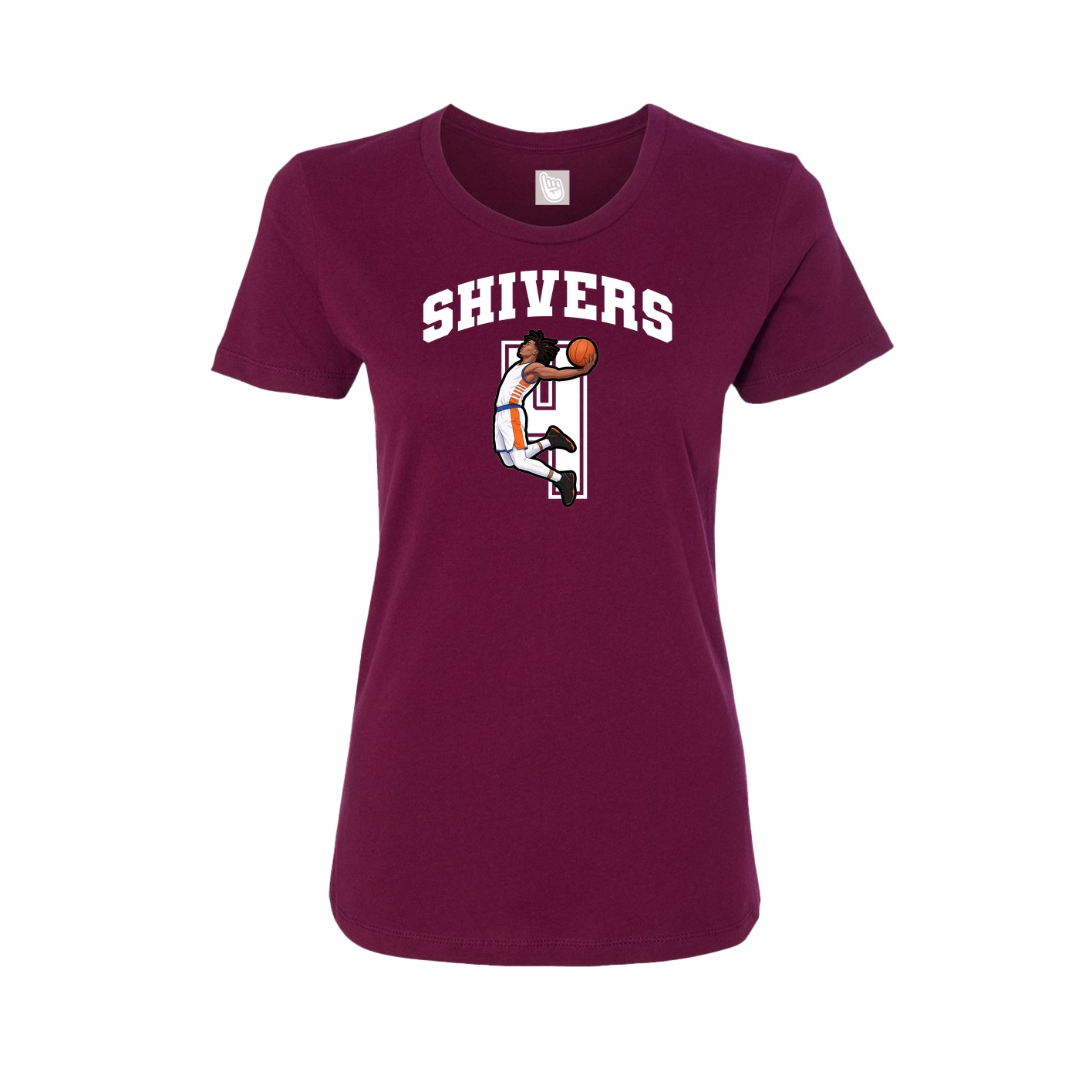 Fitted Women's Tee — Number in Maroon