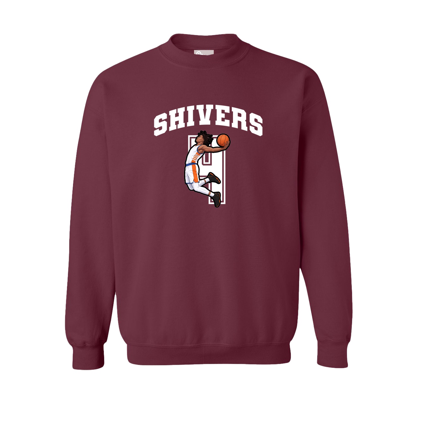Fleece Crew — Number in Maroon