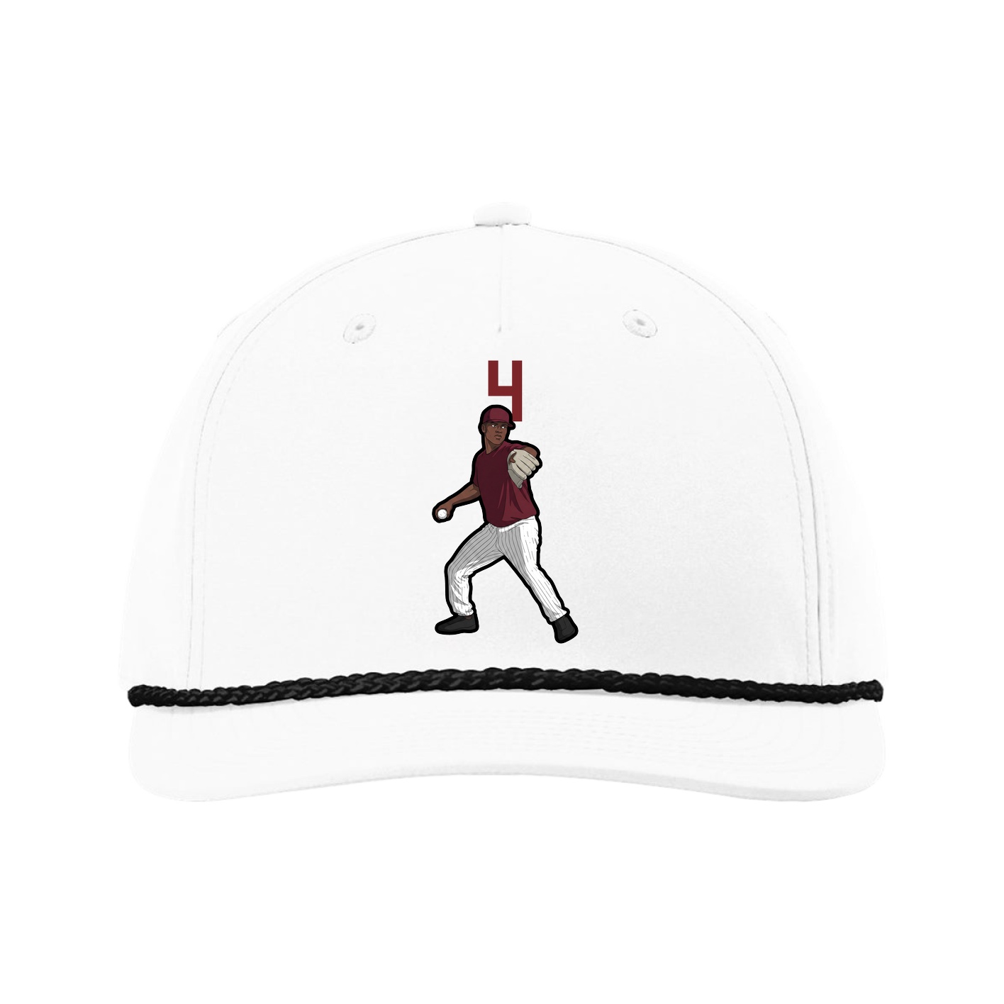 Five-Panel Classic Rope Cap — Number Top in White
