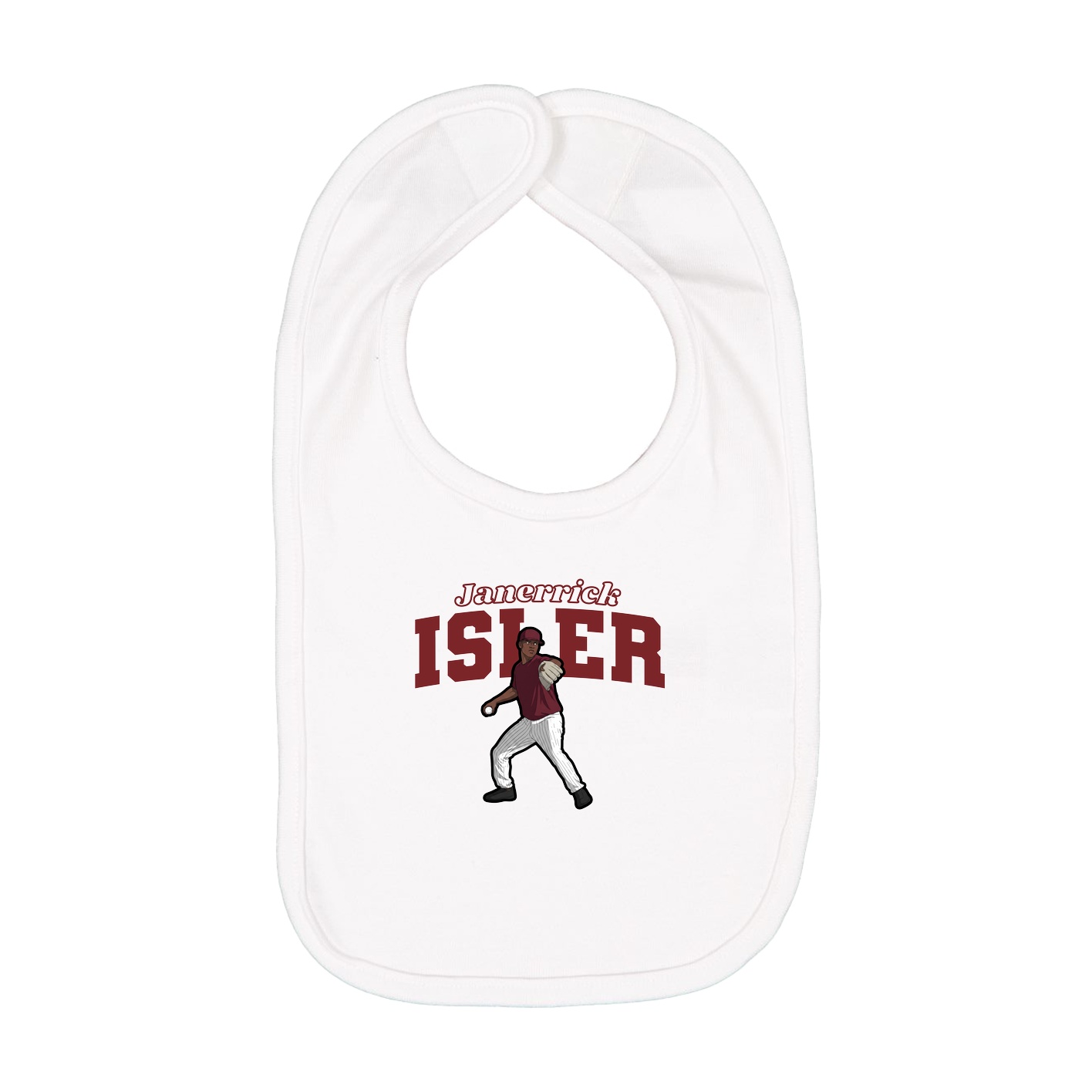 Infant Bib — Name Arch in White