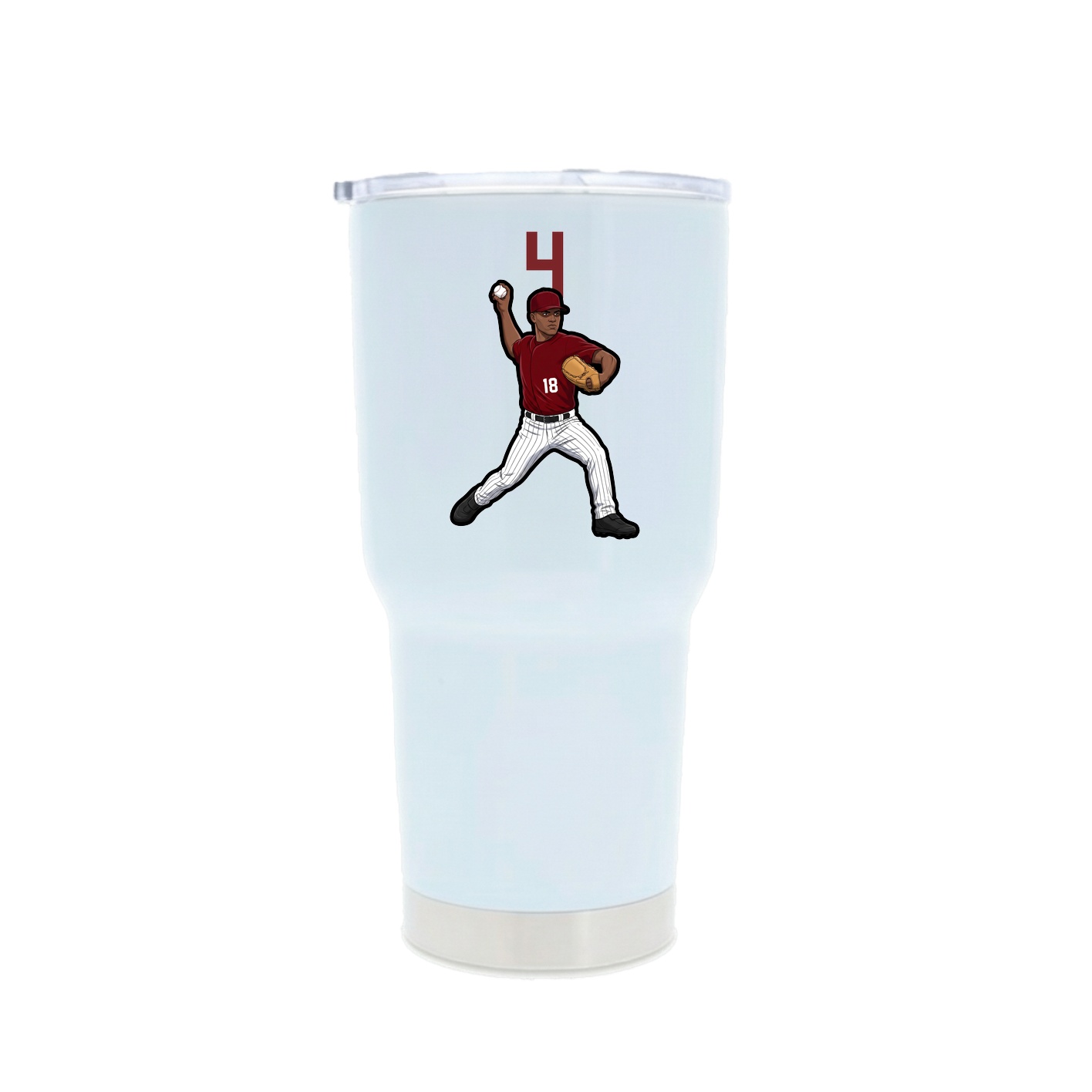 30oz Stainless Steel Tumbler — Number Top in White