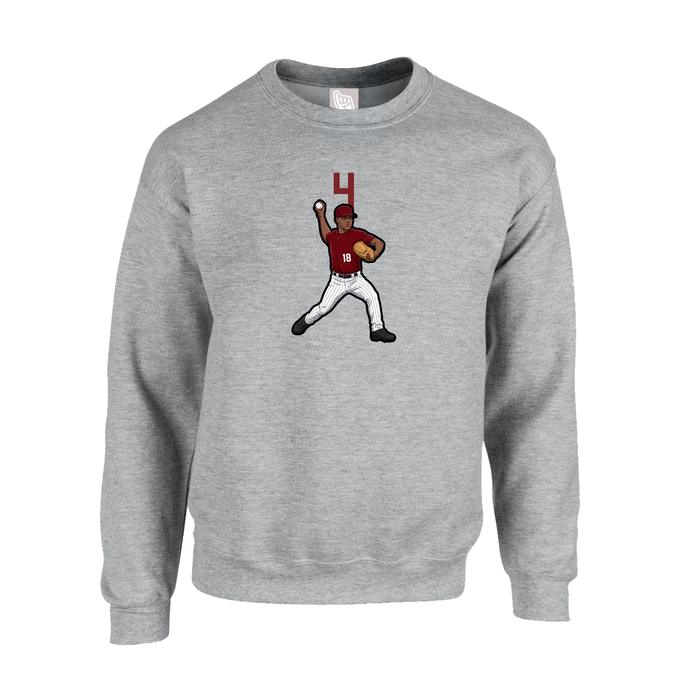 Fleece Crew — Number Top in Grey