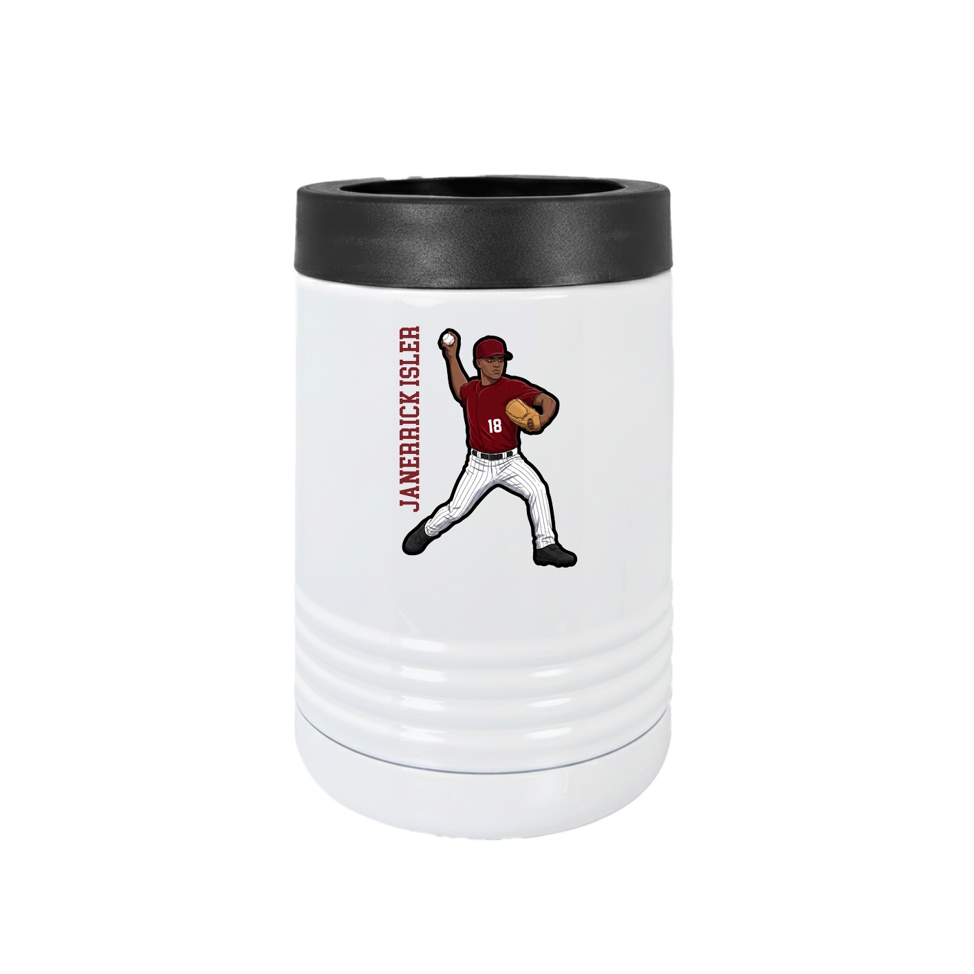 Beverage Holder — Name Vertical in White