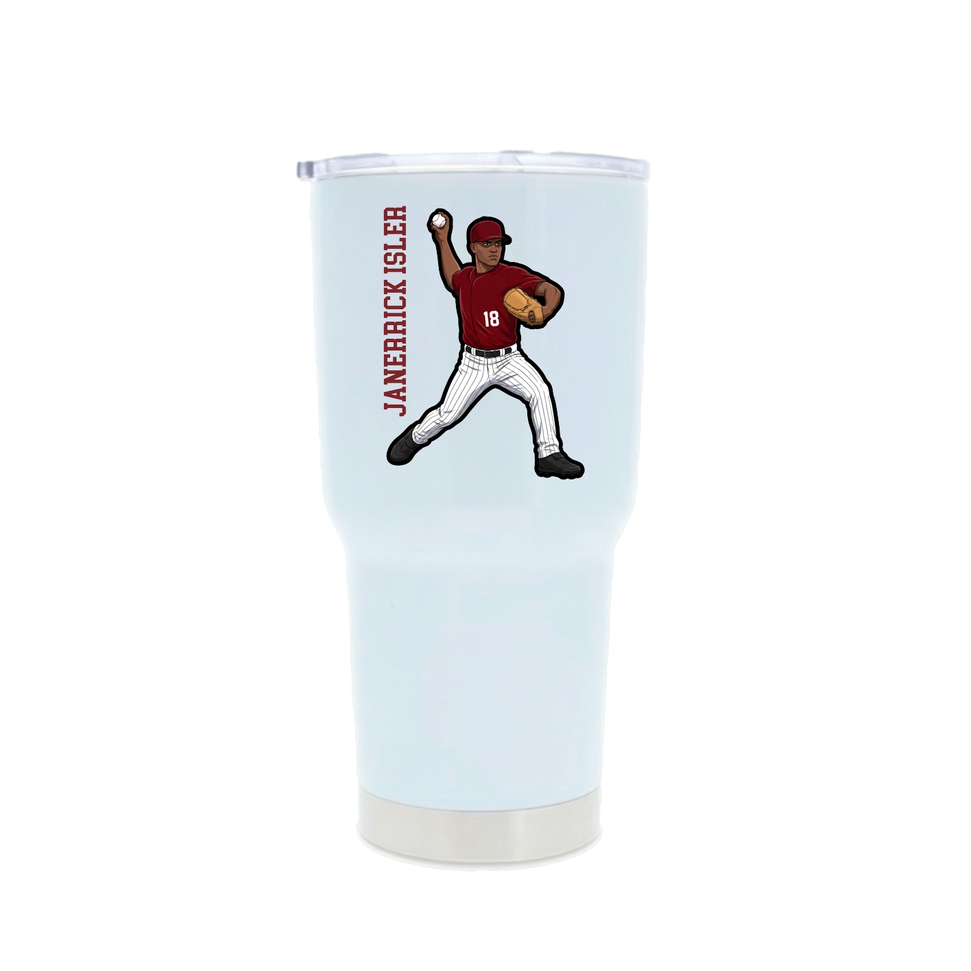 30oz Stainless Steel Tumbler — Name Vertical in White