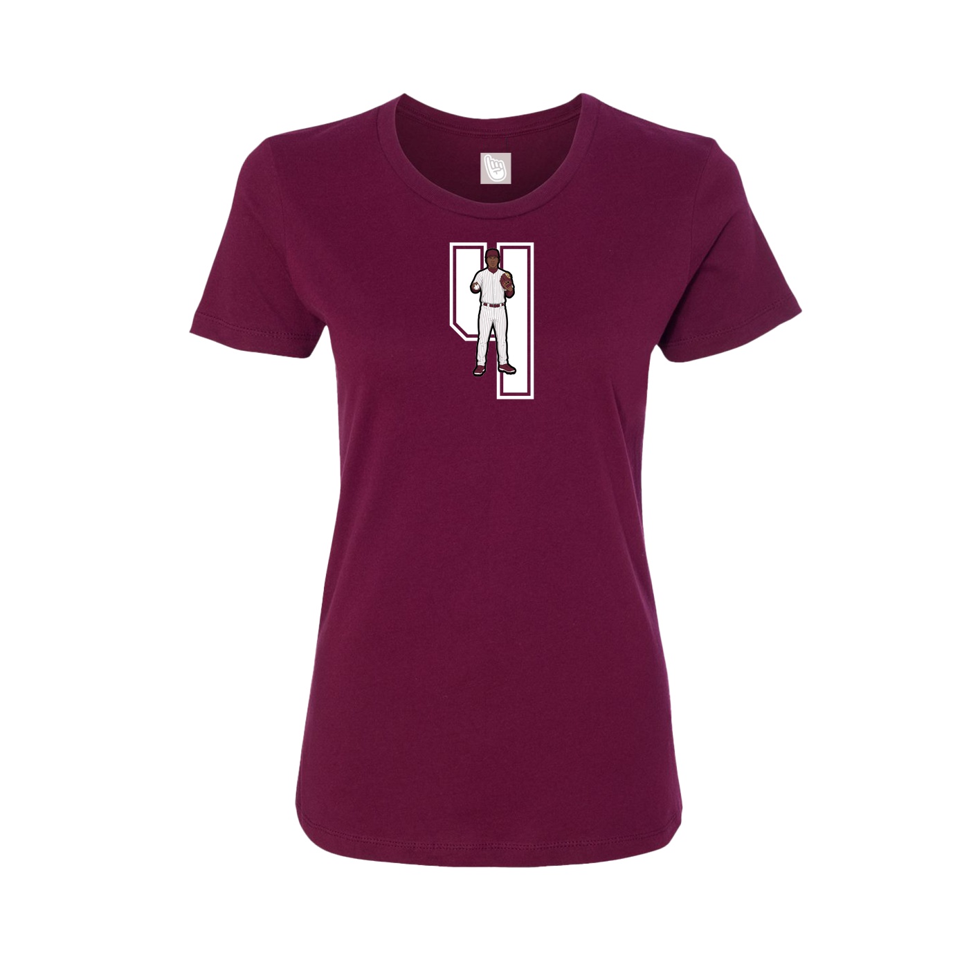 Fitted Women's Tee — Number in Maroon
