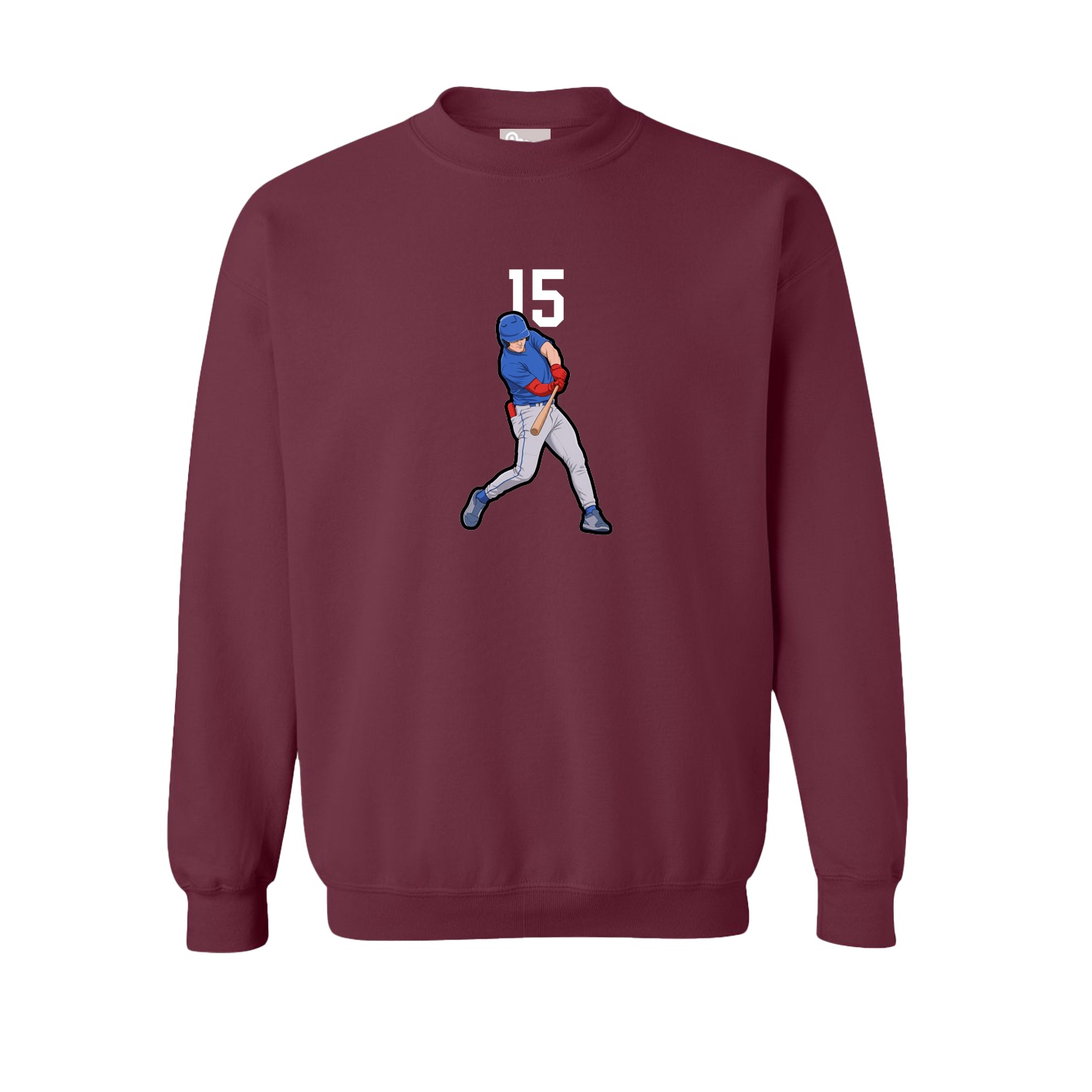 Fleece Crew — Number Top in Maroon