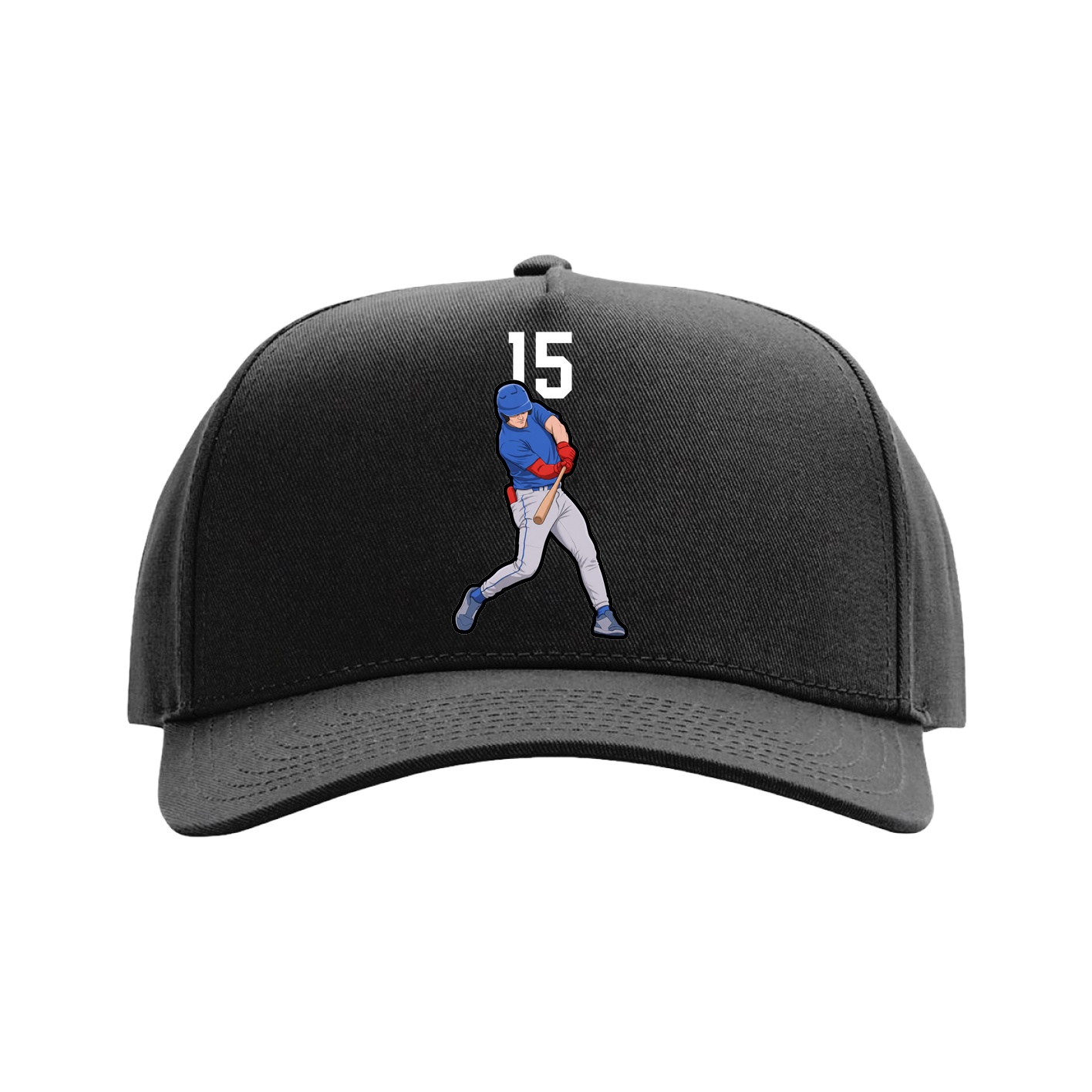 Full Fabric Five-Panel Champ Cap — Number Top in Black
