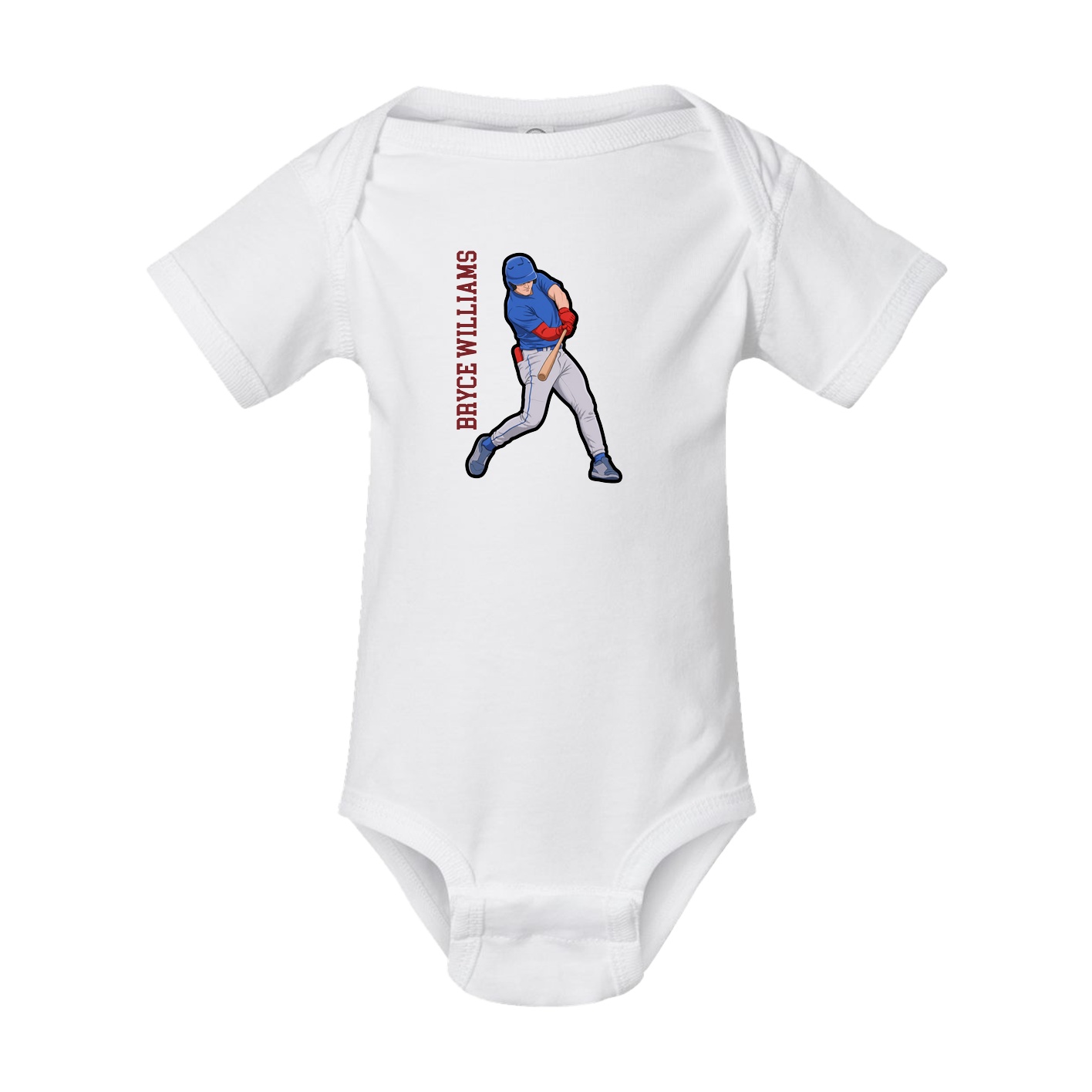 Baby Onesie — Name Vertical in White