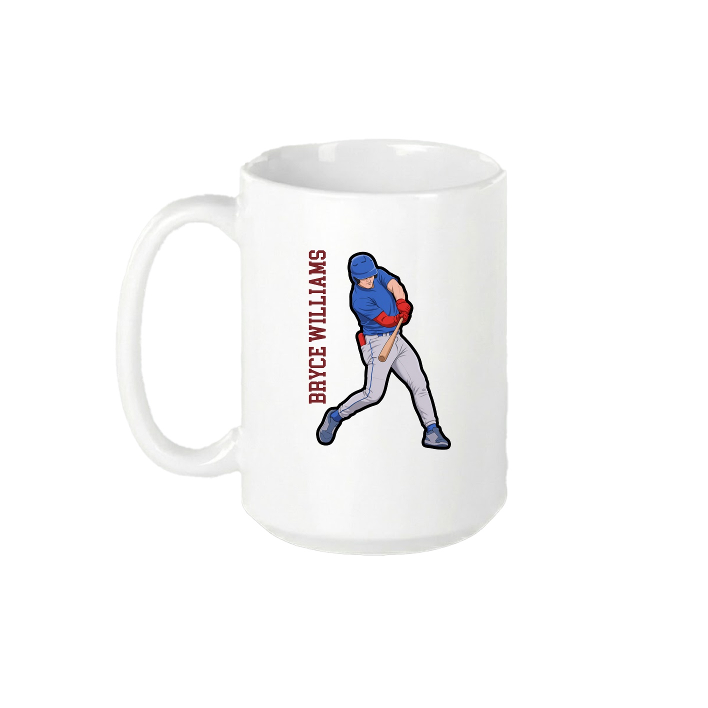 15oz Coffee Mug — Name Vertical in White