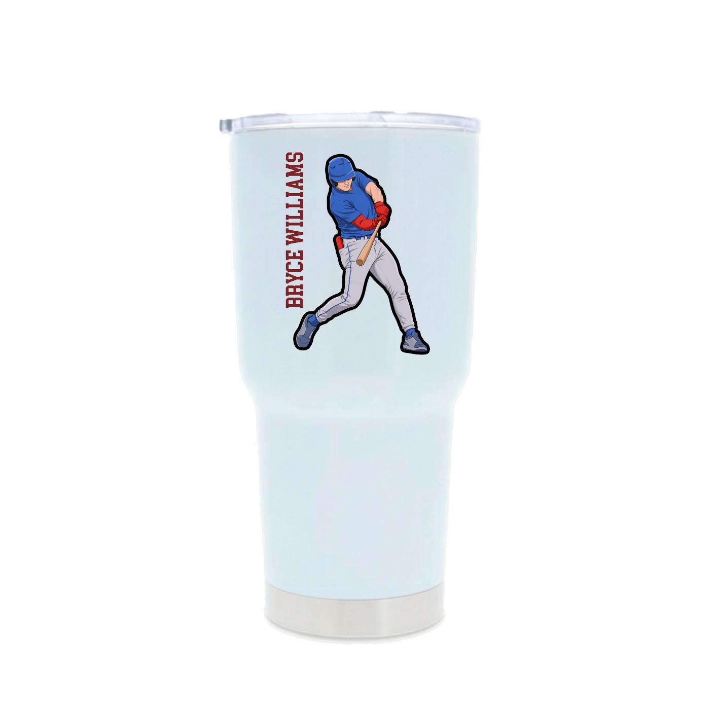 30oz Stainless Steel Tumbler — Name Vertical in White