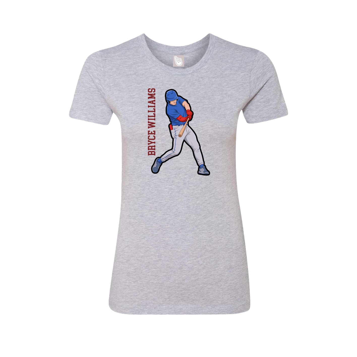 Fitted Women's Tee — Name Vertical in Grey