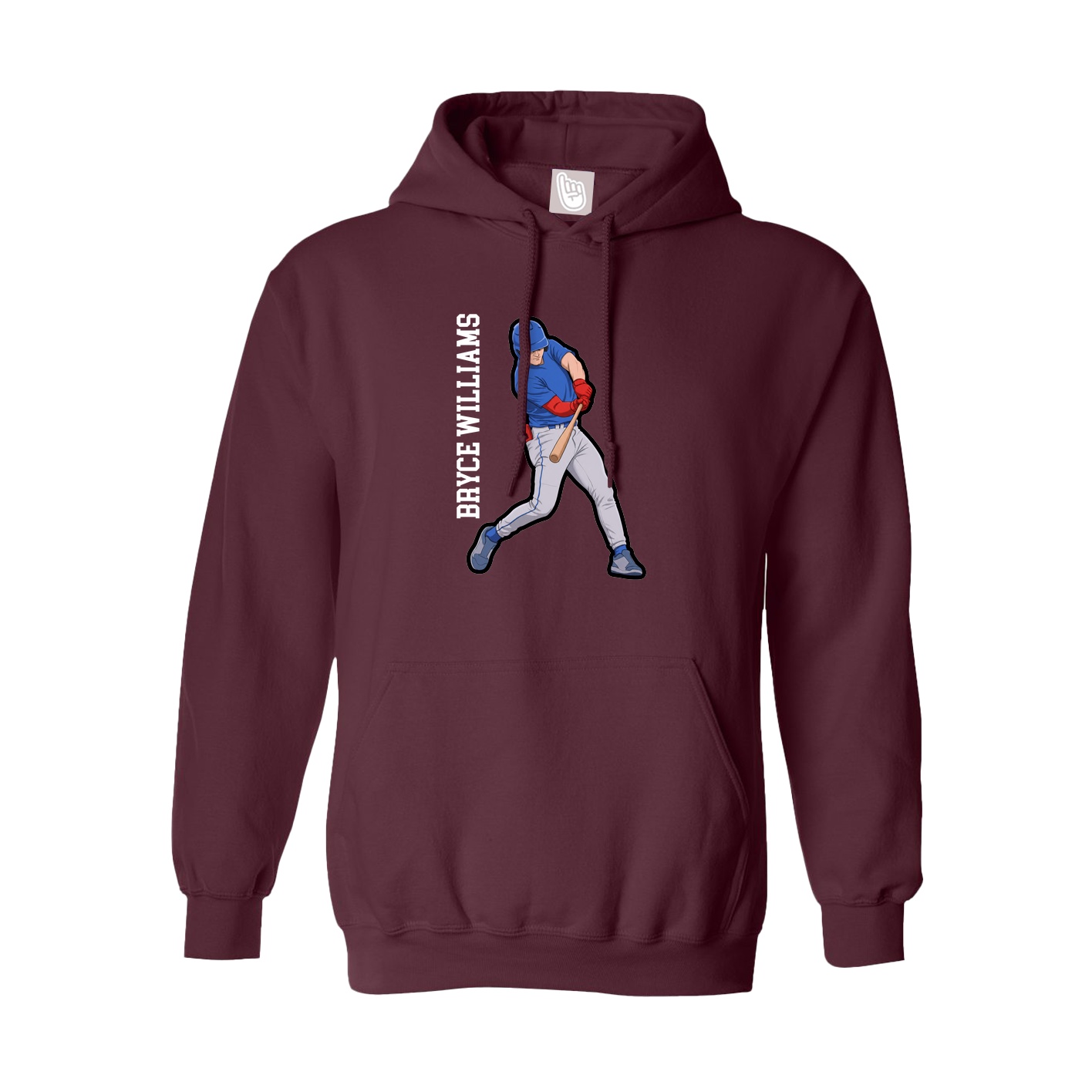 Hoodie — Name Vertical in Maroon