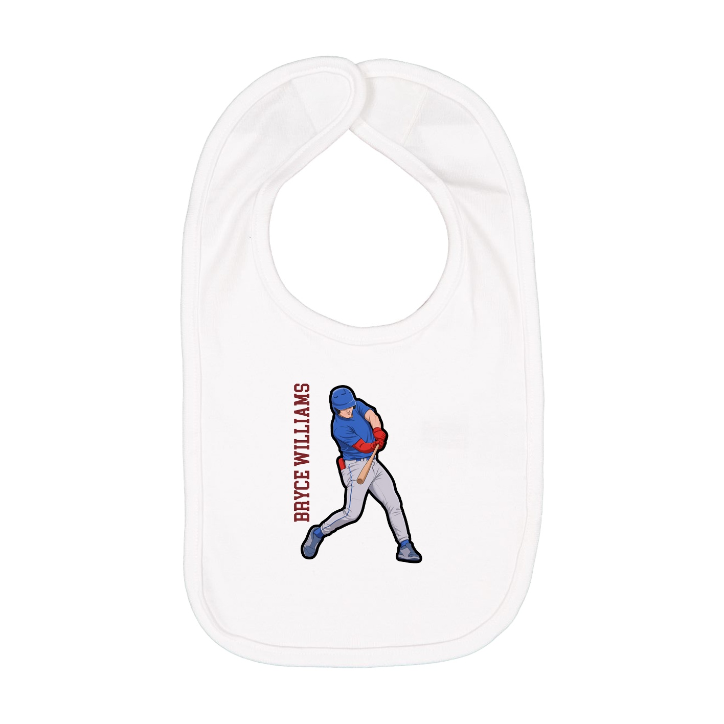 Infant Bib — Name Vertical in White