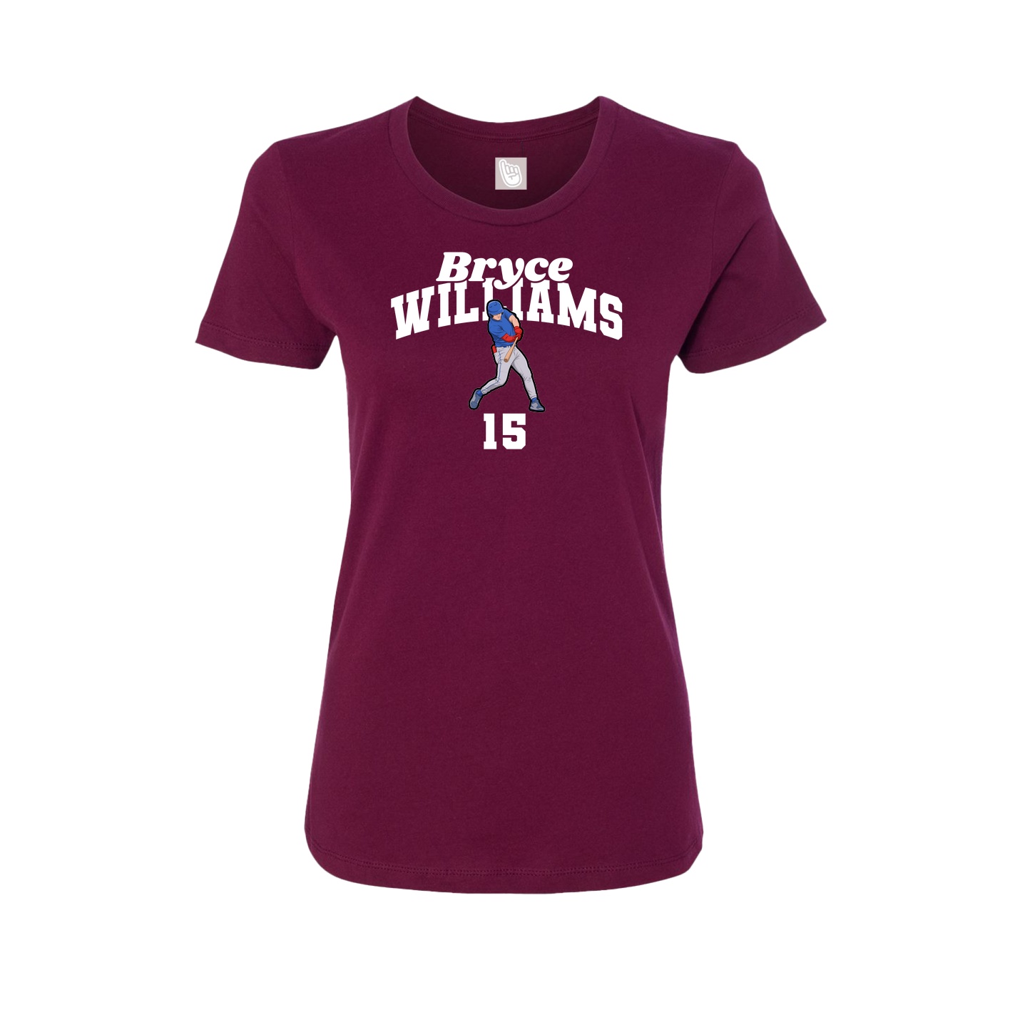 Fitted Women's Tee — Signature Arch in Maroon