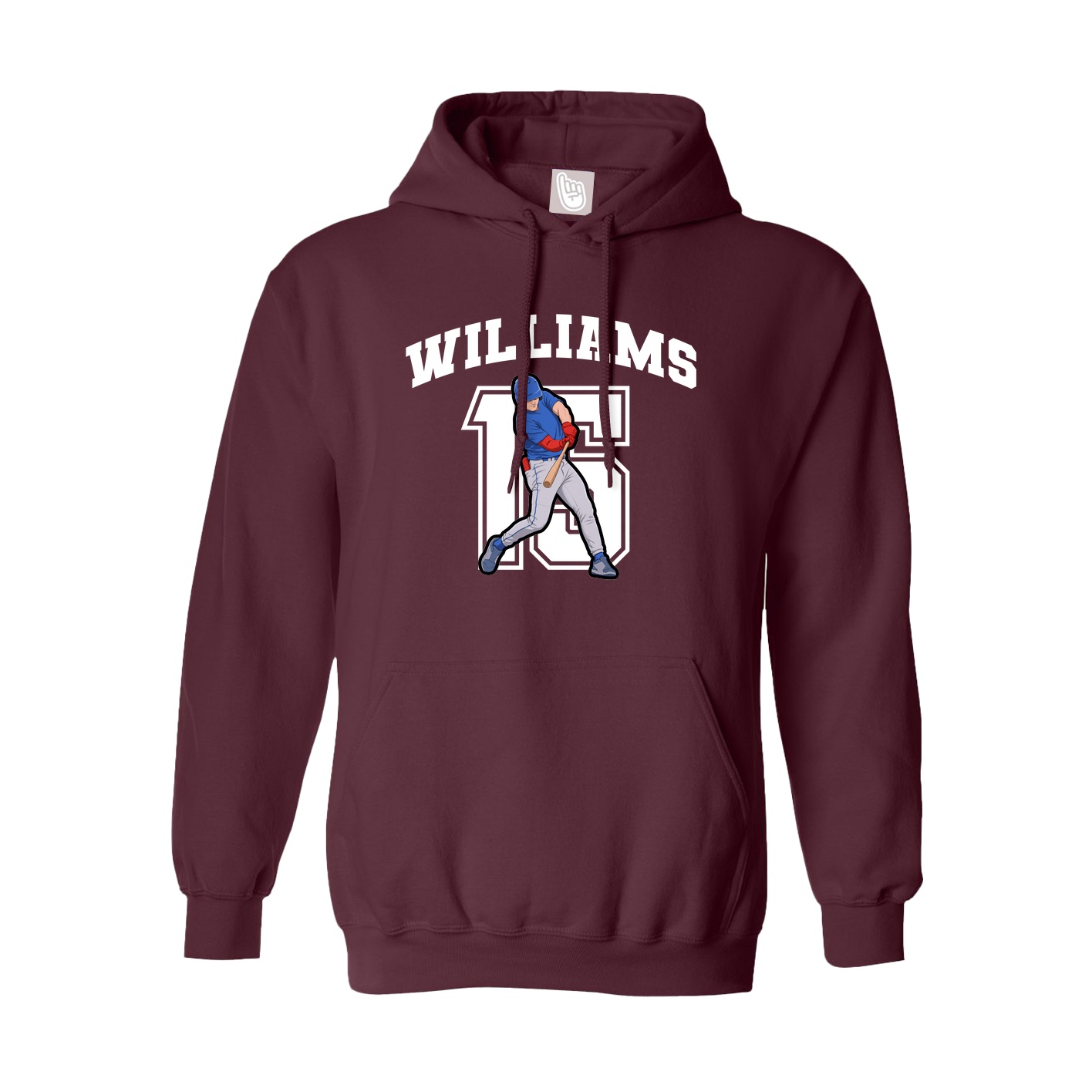 Youth Hoodie — Number in Maroon