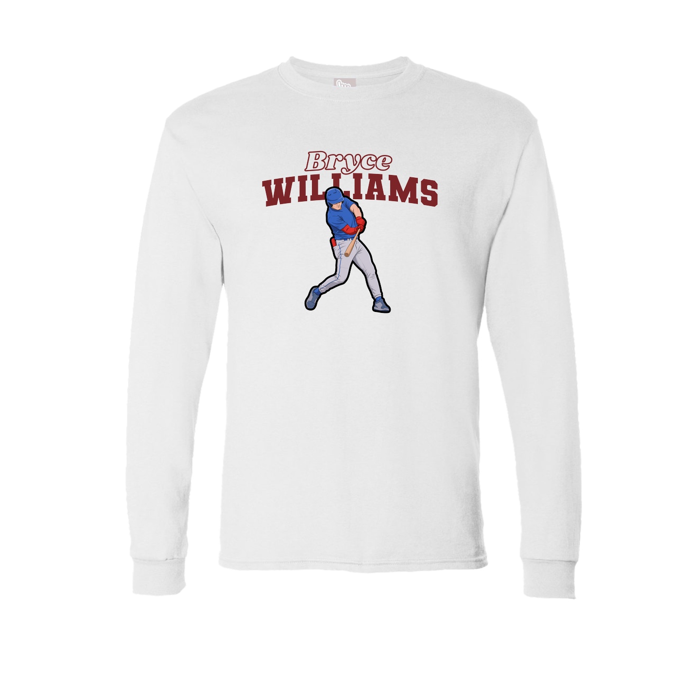 Long Sleeve Tee — Name Arch in White