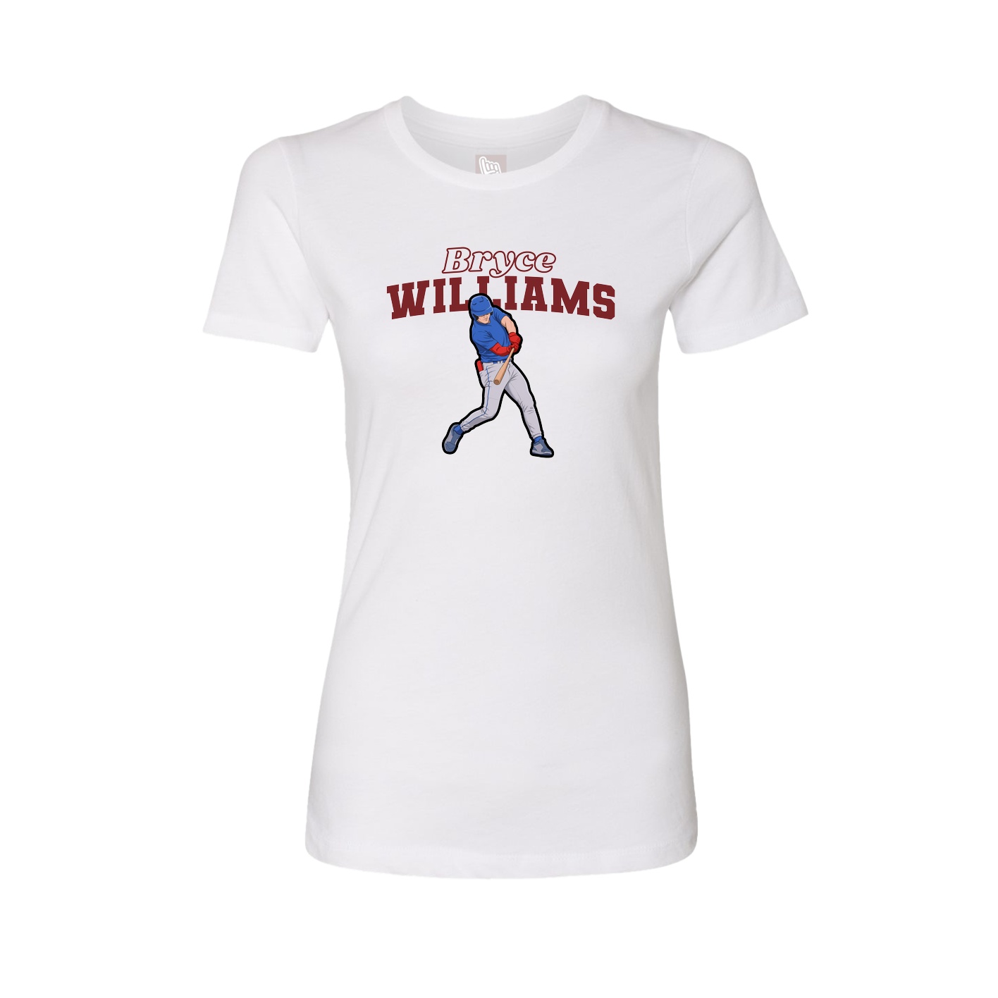 Fitted Women's Tee — Name Arch in White