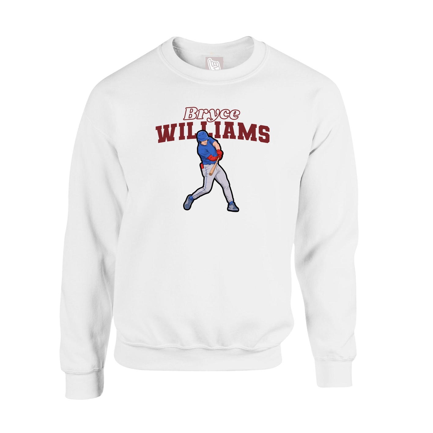 Fleece Crew — Name Arch in White
