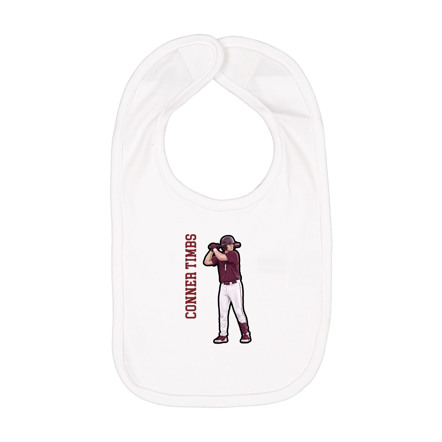 Infant Bib — Name Vertical in White