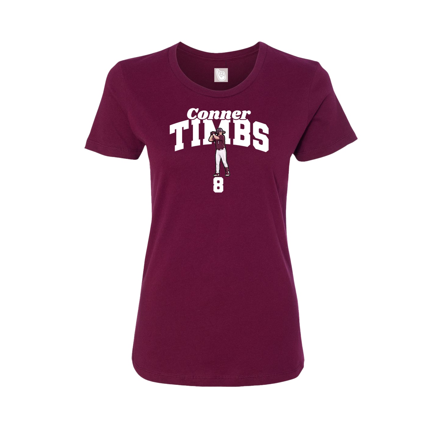 Fitted Women's Tee — Signature Arch in Maroon