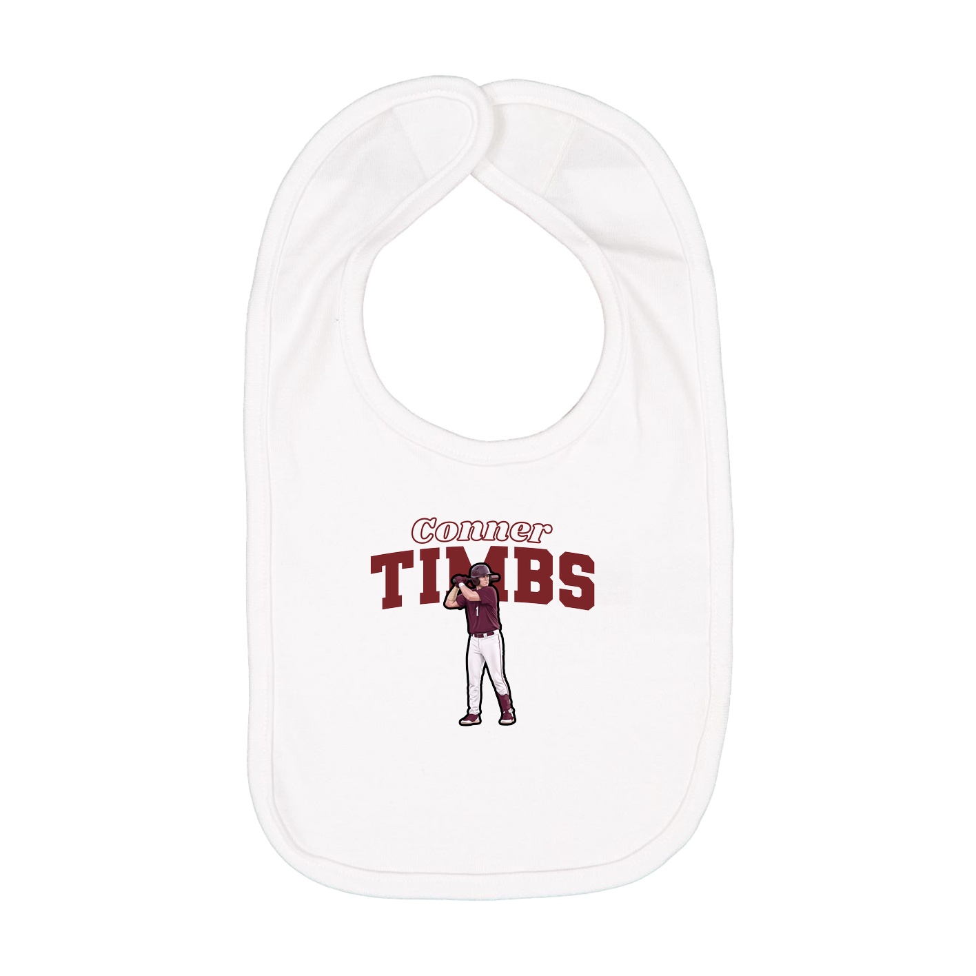 Infant Bib — Name Arch in White