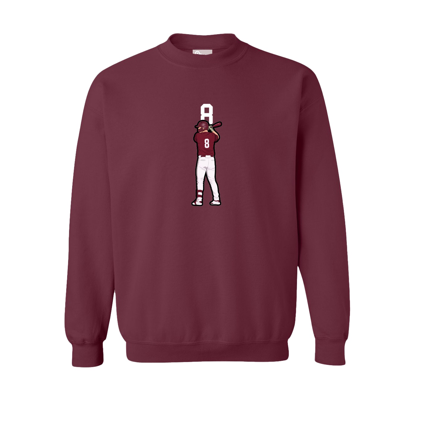 Fleece Crew — Number Top in Maroon