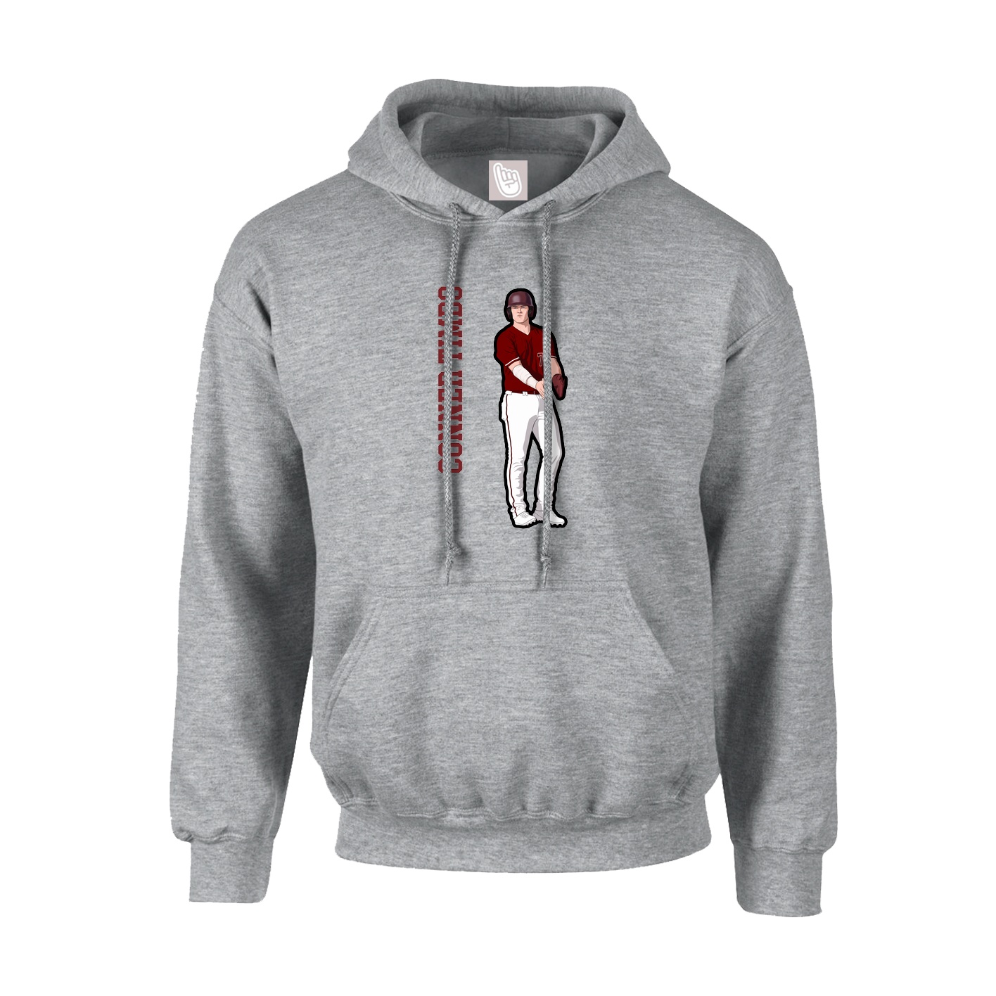 Youth Hoodie — Name Vertical in Grey