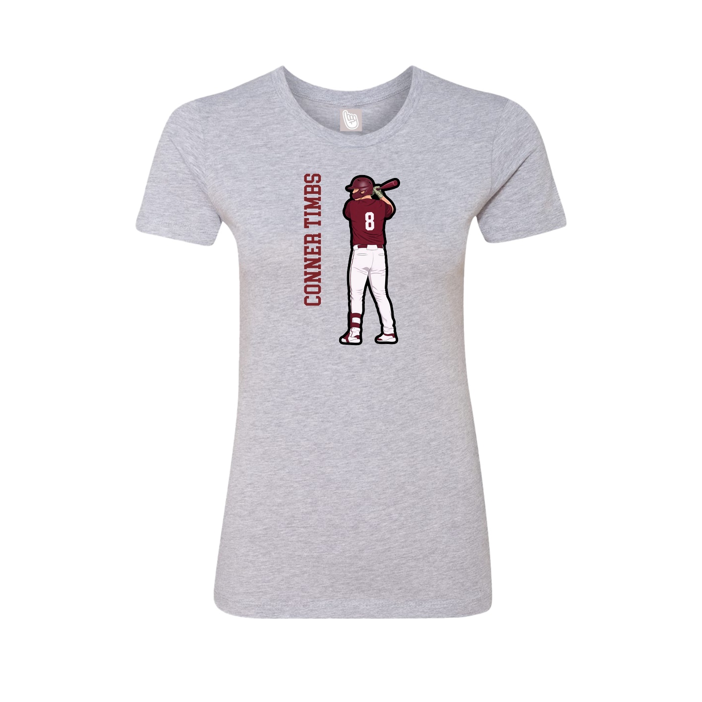 Fitted Women's Tee — Name Vertical in Grey