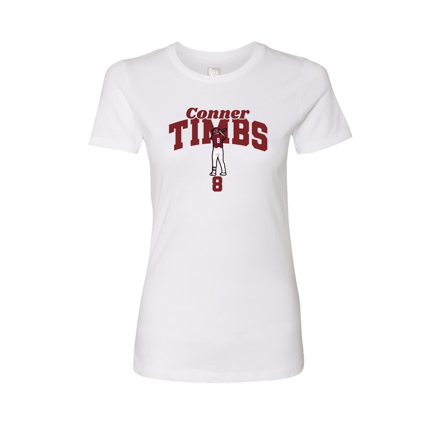 Fitted Women's Tee — Signature Arch in White