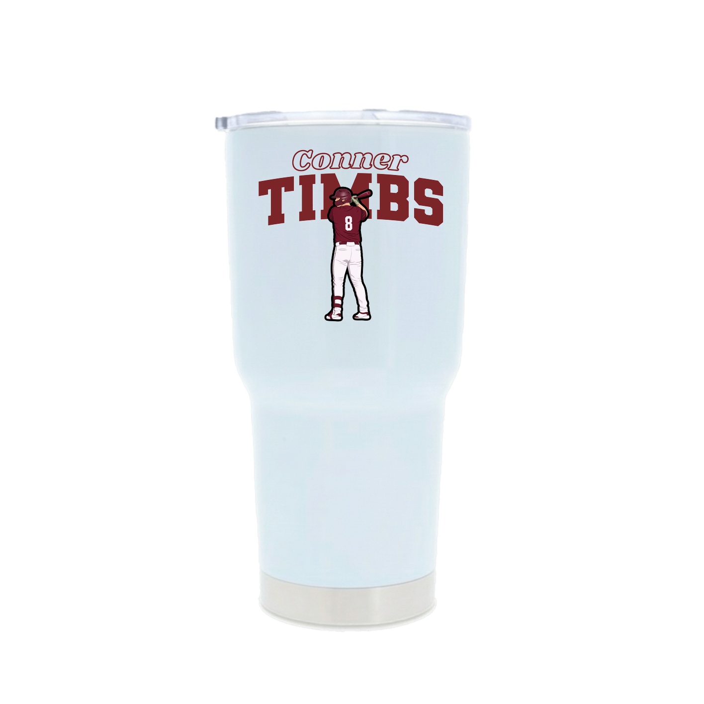 30oz Stainless Steel Tumbler — Name Arch in White