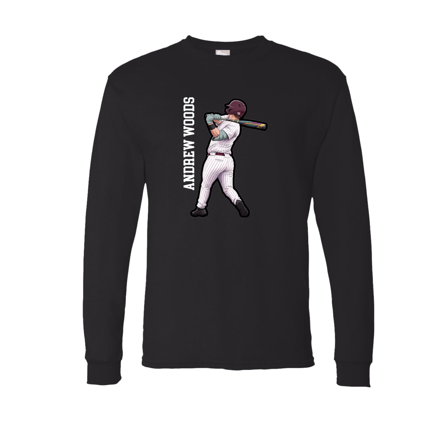 Long Sleeve Tee — Name Vertical in Black