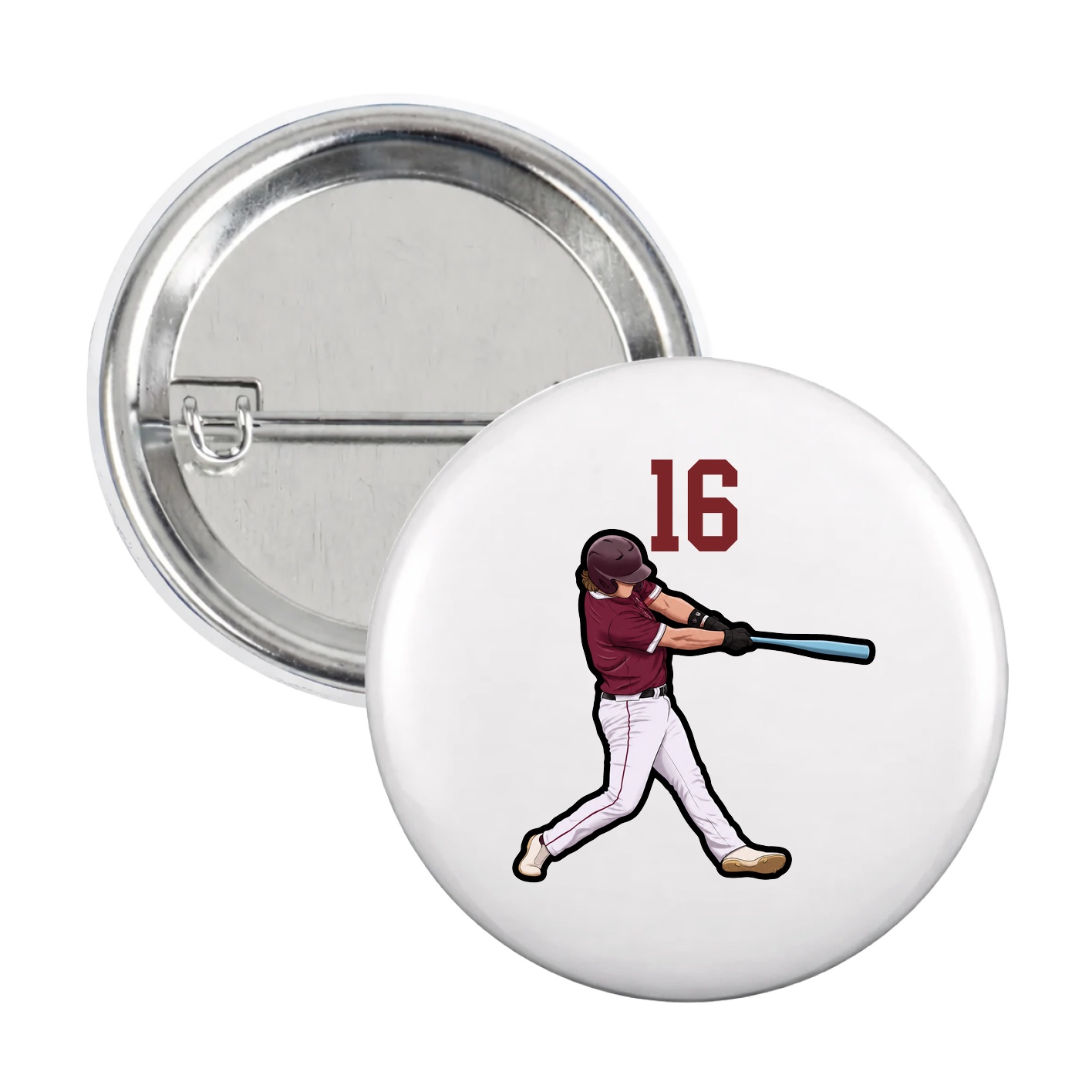 Game Day Button — Number Top in White