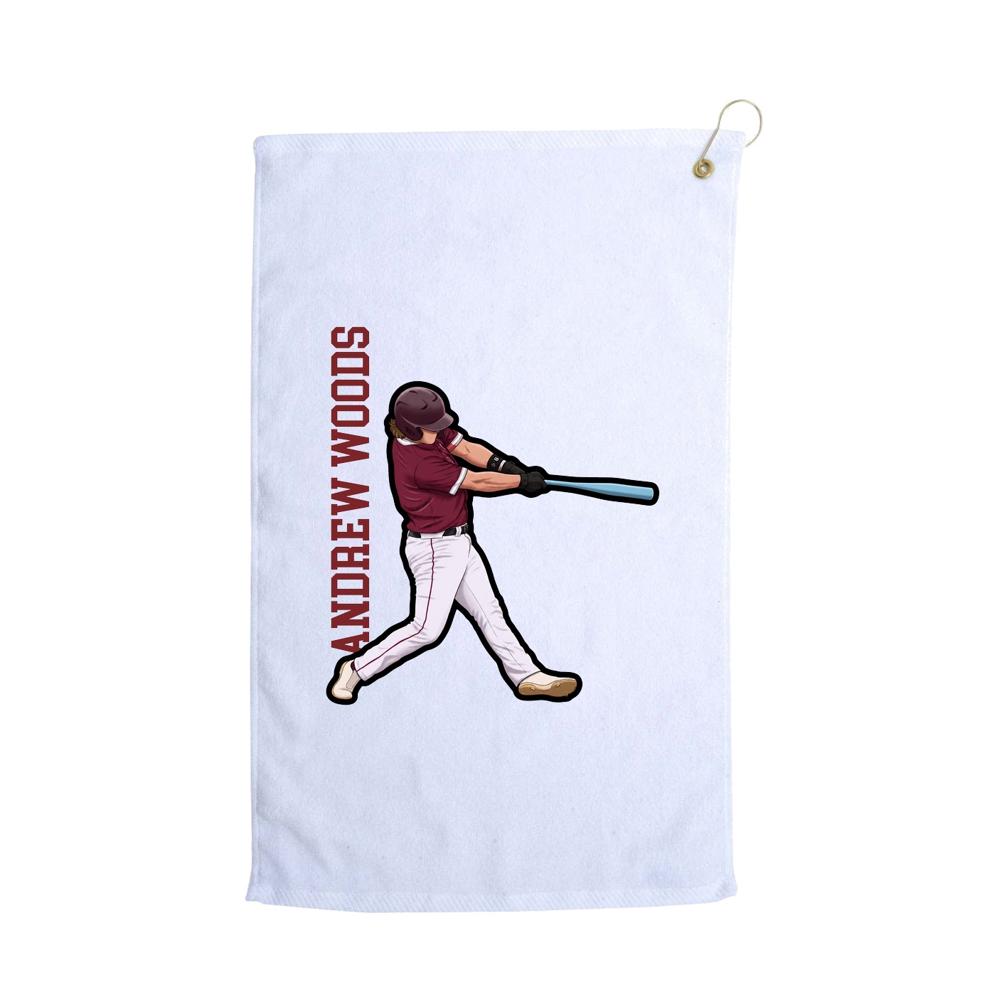 Golf Towel — Name Vertical in White