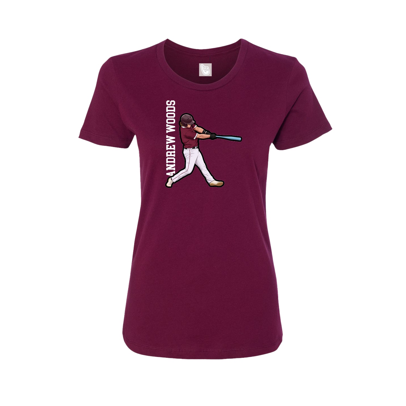 Fitted Women's Tee — Name Vertical in Maroon