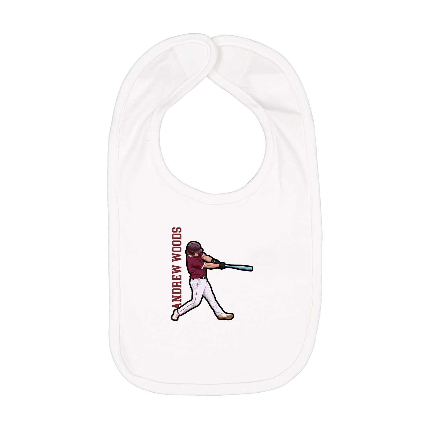 Infant Bib — Name Vertical in White