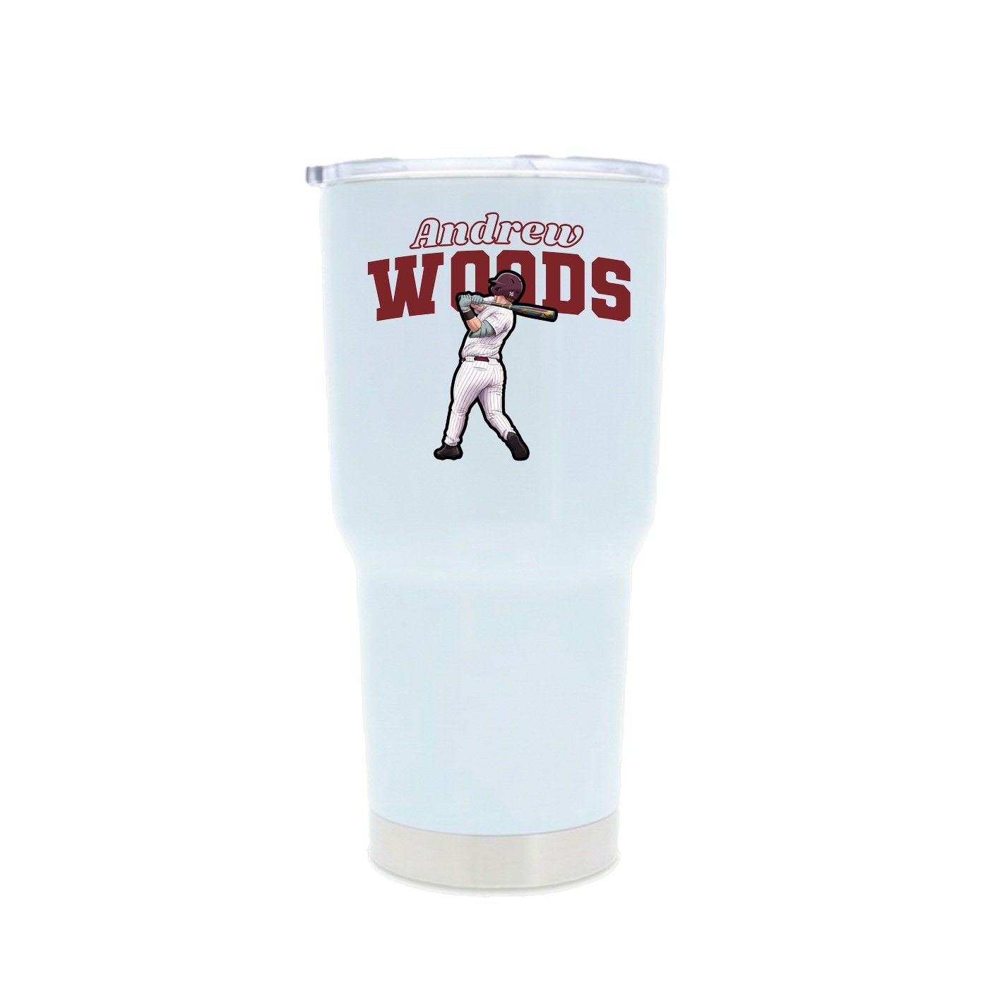 30oz Stainless Steel Tumbler — Name Arch in White