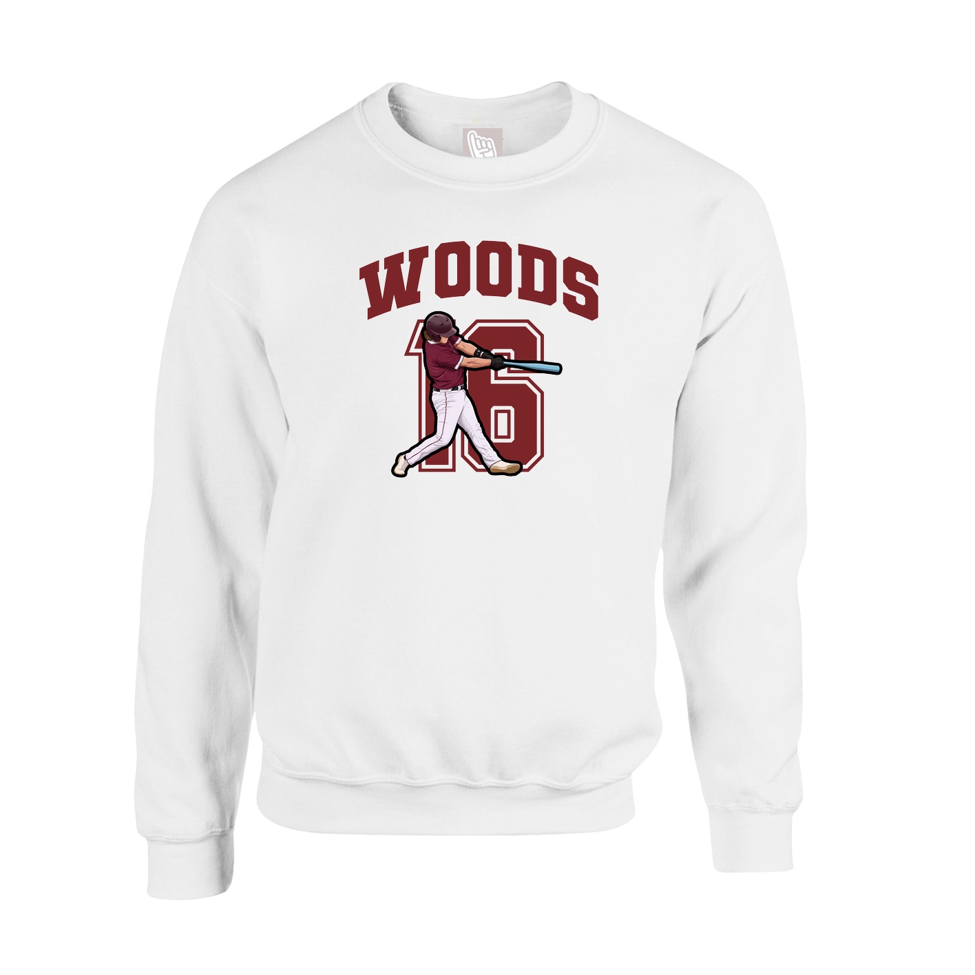 Fleece Crew — Number in White