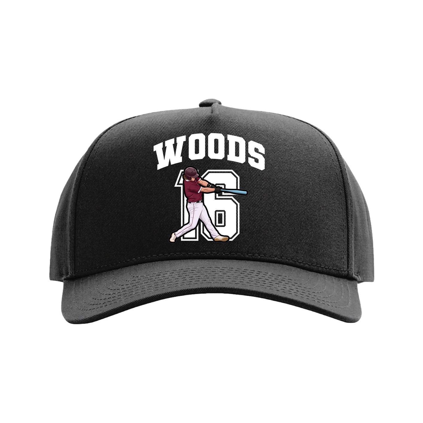 Full Fabric Five-Panel Champ Cap — Number in Black