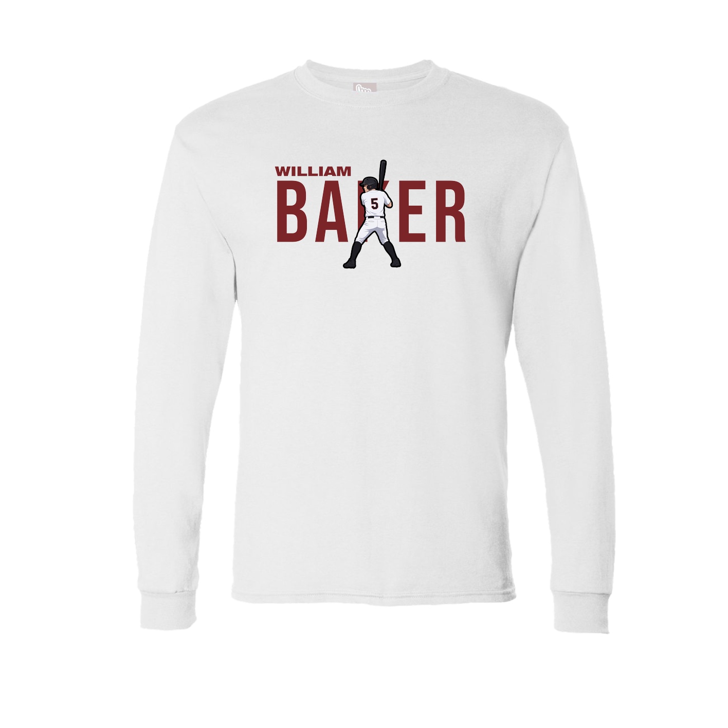 Long Sleeve Tee — Player Name in White