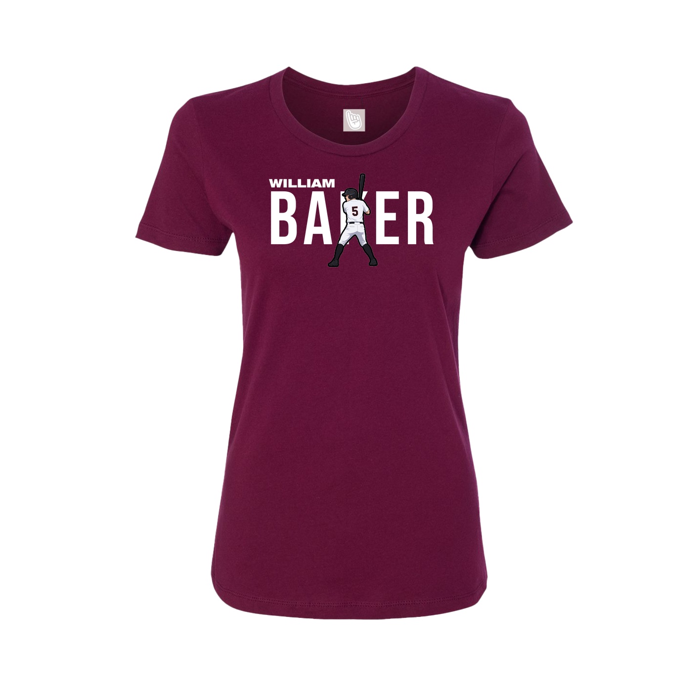 Fitted Women's Tee — Player Name in Maroon