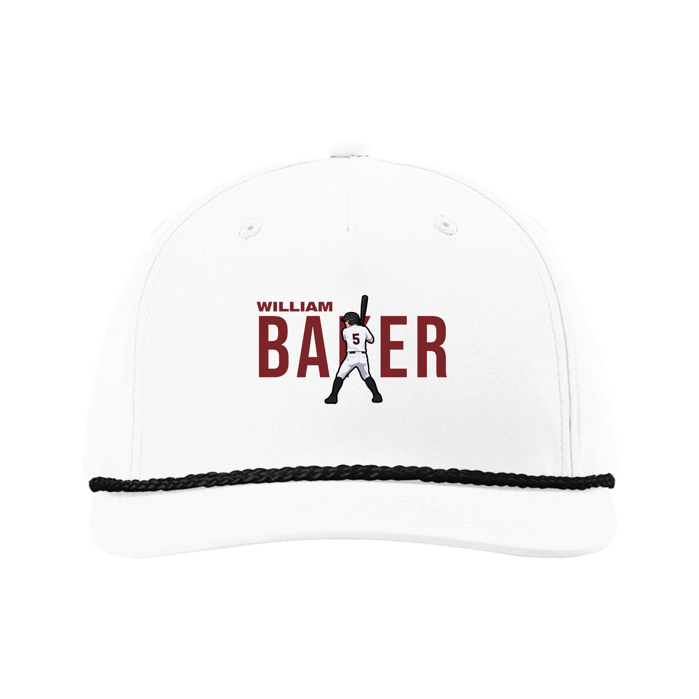 Five-Panel Classic Rope Cap — Player Name in White